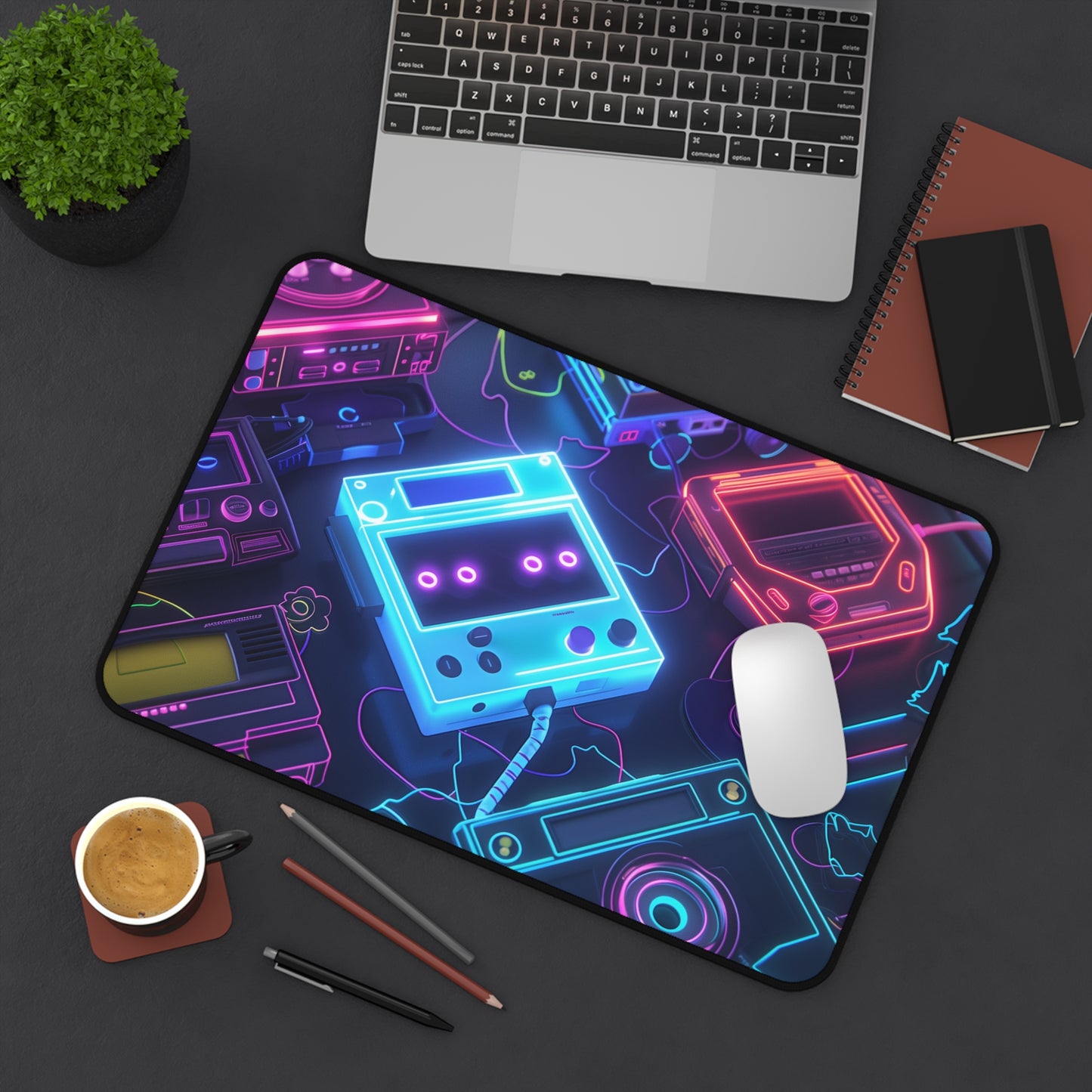 neon devices Desk Mat, Psychedelic gaming mouse mat, XXL deskpad mouse pad