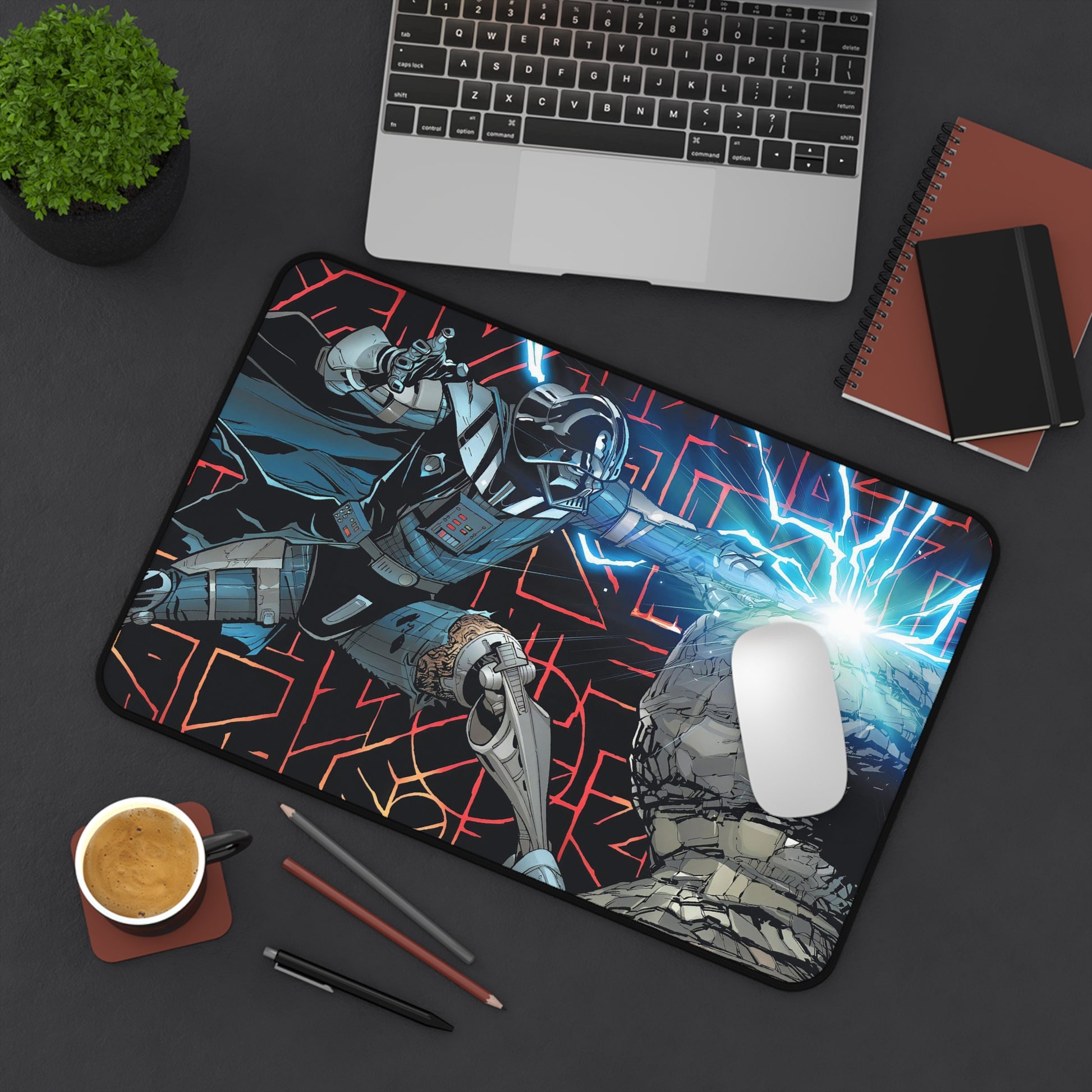 Darth Vader thunderbolt Desk Mat, deskmat xl, Gaming keyboard matt, mousepad large, XXL extended deskpad mouse pad, large gaming mousepad - Bolt Print