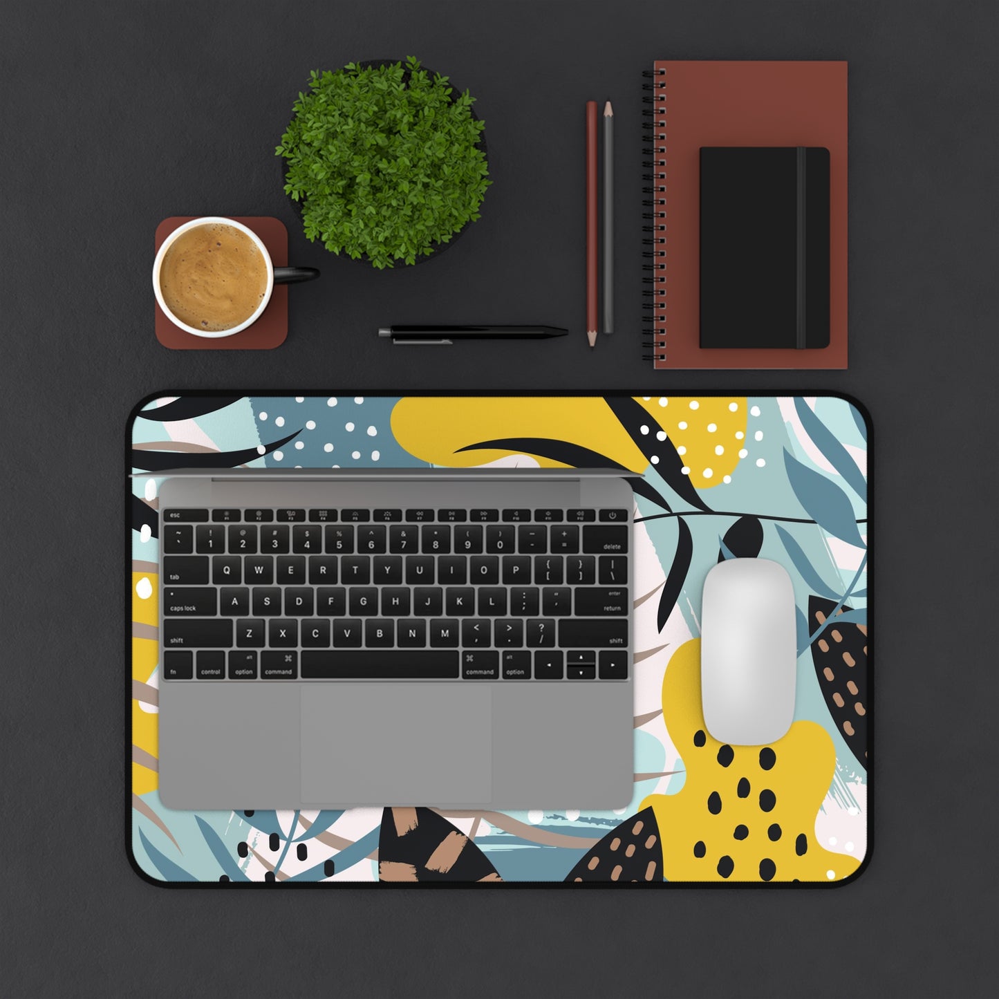 Abstract drawn tropical Desk Mat, Gaming keyboard matt, mousepad large, XXL extended deskpad mouse pad - Bold Print