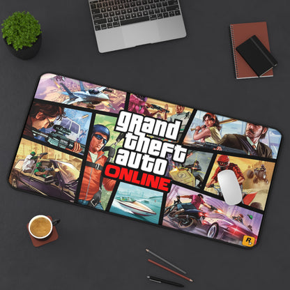 GTA Online Desk Mat, Gaming keyboard matt, mousepad large, XXL extended deskpad mouse pad - Bold Print