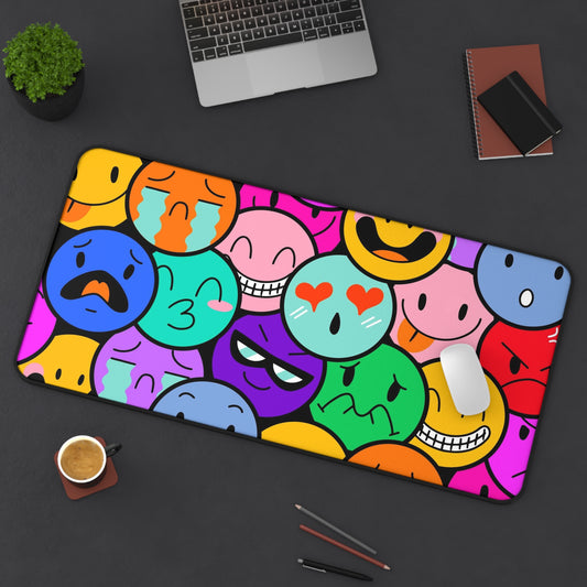 smile emoticons Desk Mat, gaming mouse mat, mousepad large, XXL deskpad mouse pad