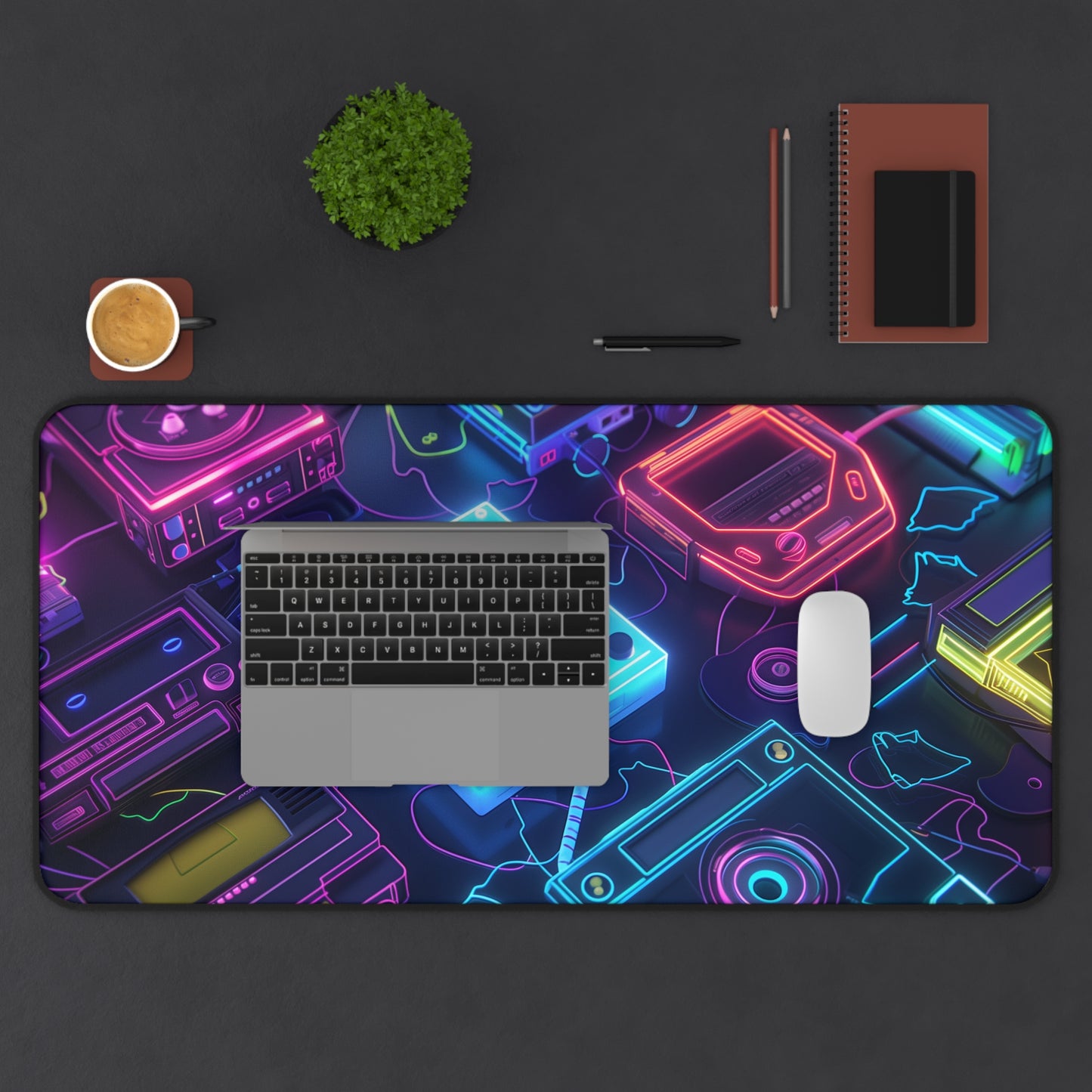 neon devices Desk Mat, Psychedelic gaming mouse mat, XXL deskpad mouse pad