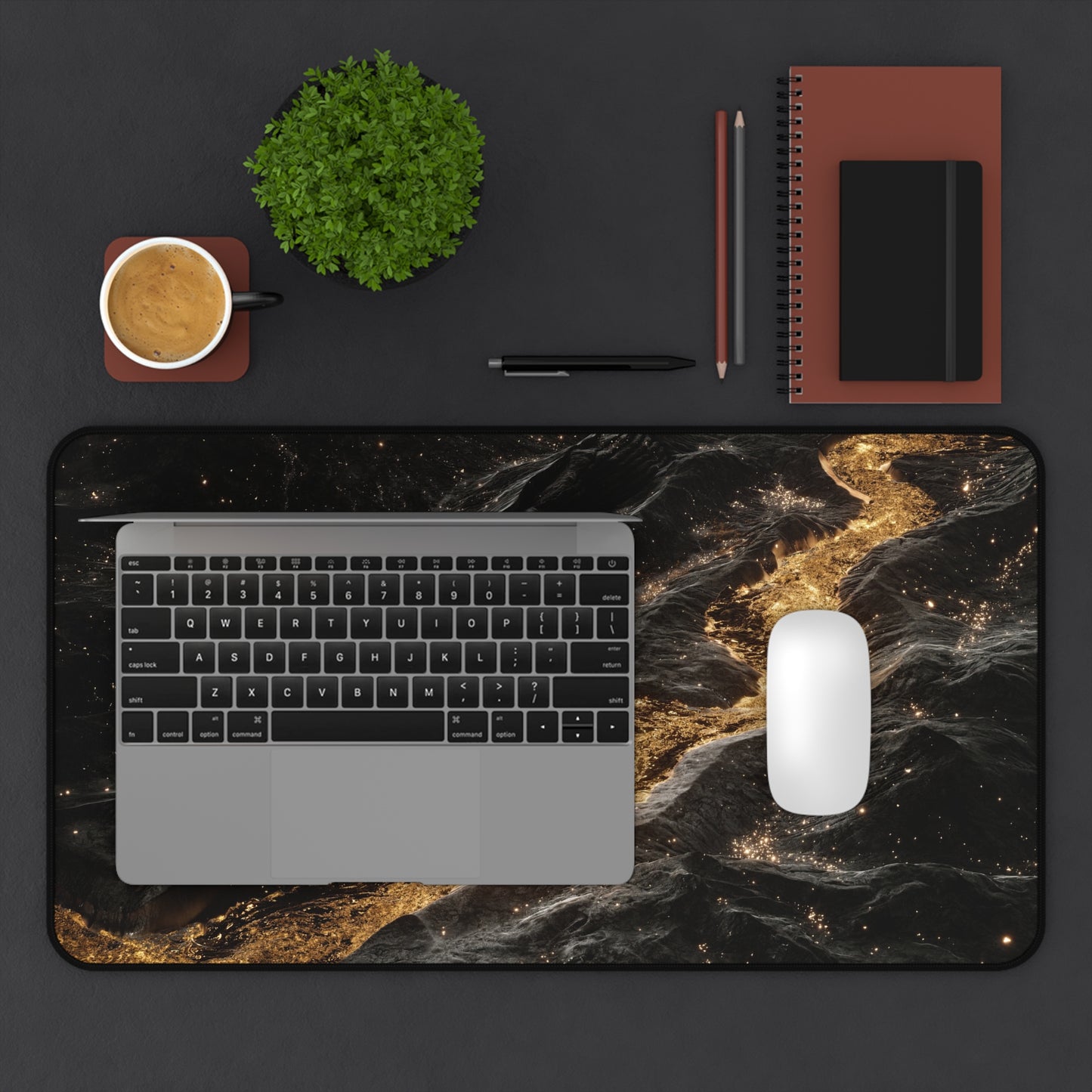 Dark Marble, Abstract Gaming Desk Mat