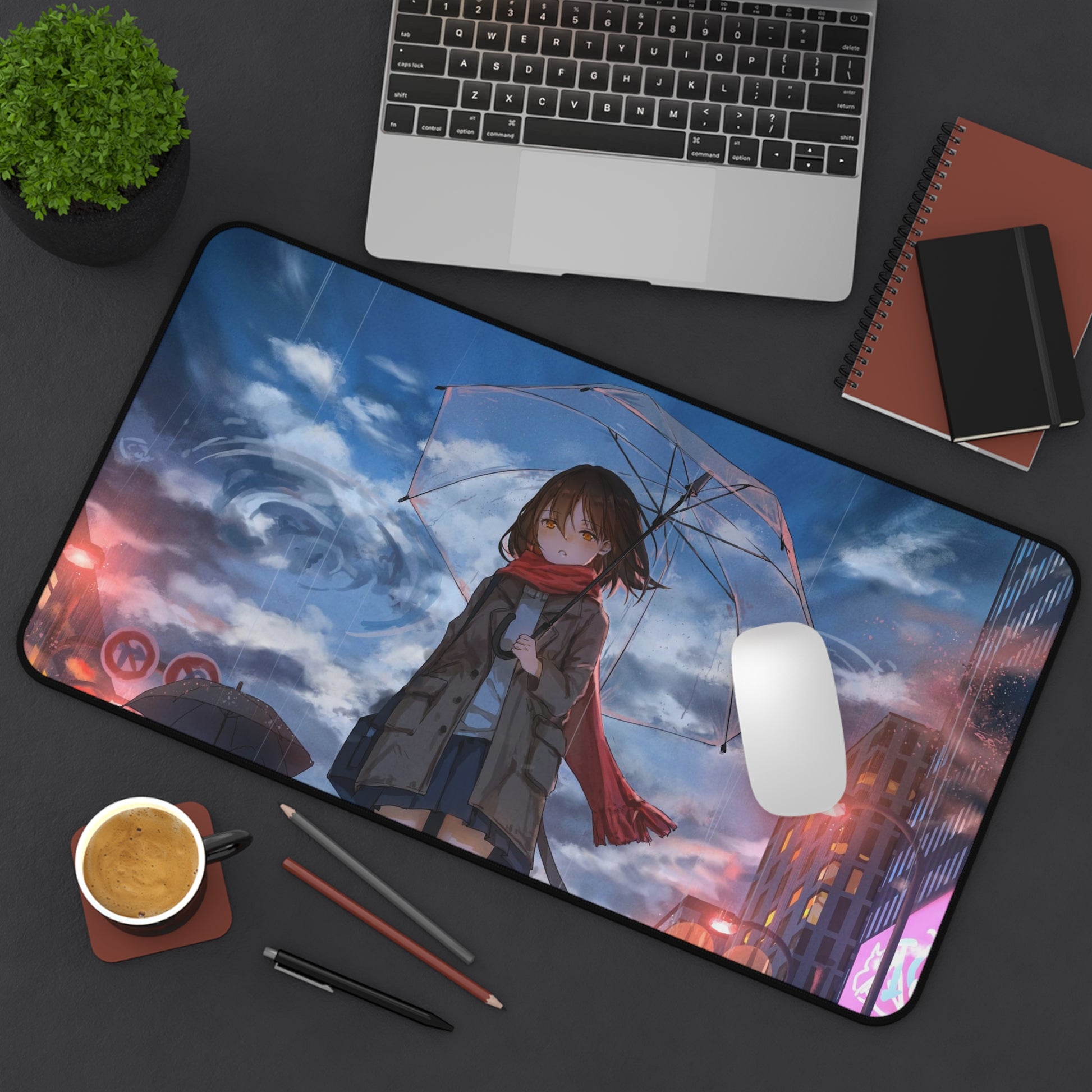 Anime girl with umbrella Desk Mat, deskmat xl, Gaming keyboard matt, mousepad large, XXL extended deskpad mouse pad, large gaming mousepad - Bolt Print