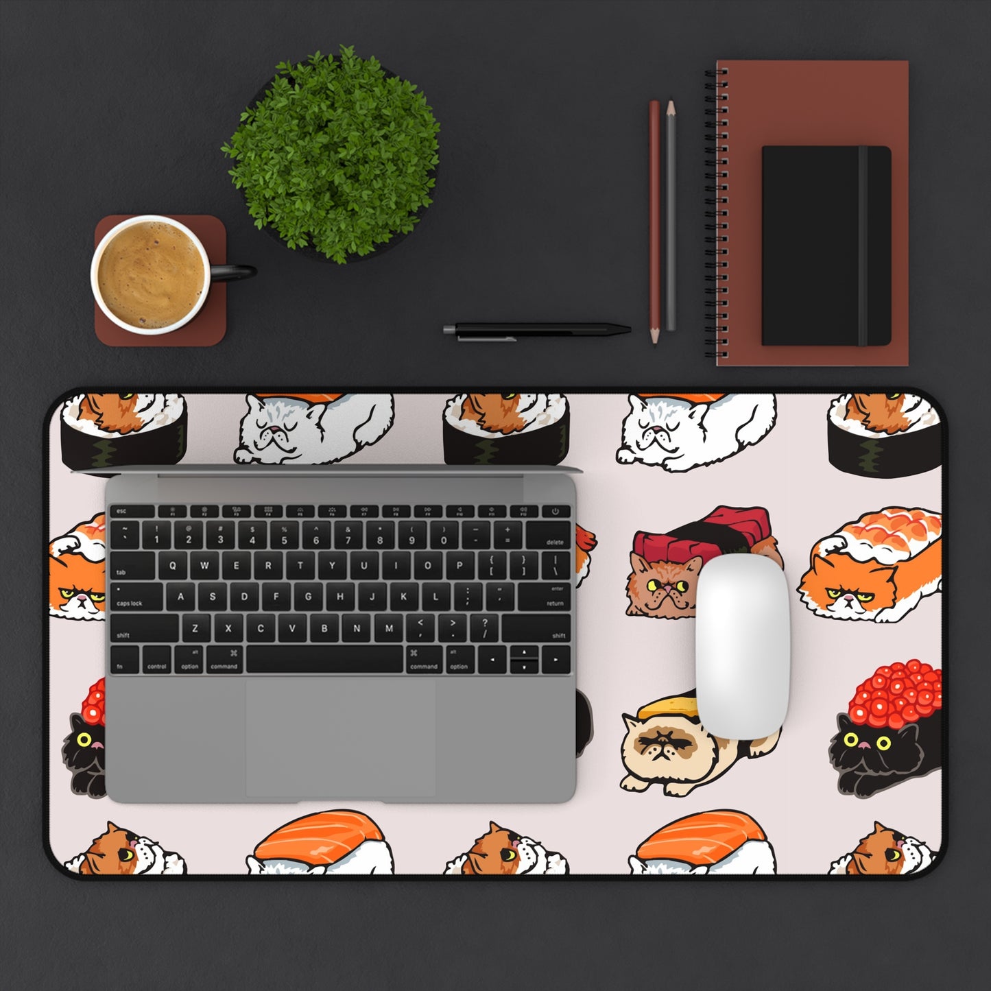 Sushi Cat Desk Mat, Gaming keyboard matt, mousepad large, XXL extended deskpad mouse pad