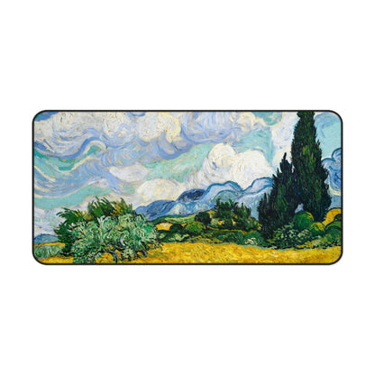 Vincent van Gogh Wheat Field with Cypresses Desk Mat, Gaming keyboard matt, mousepad large, XXL extended deskpad mouse pad