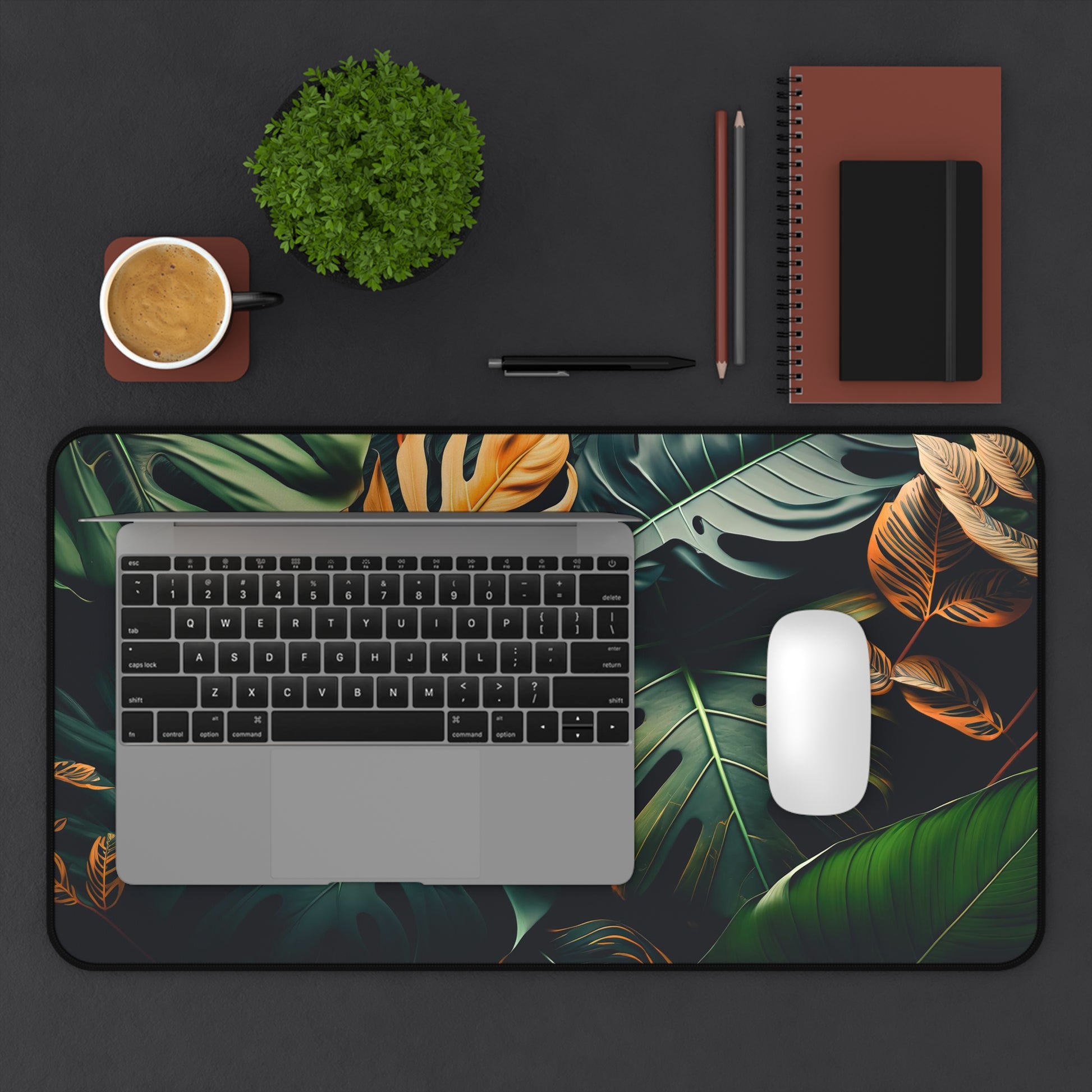 Exotic leaves Desk Mat, Gaming keyboard matt, mousepad large, XXL extended deskpad mouse pad - Bold Print