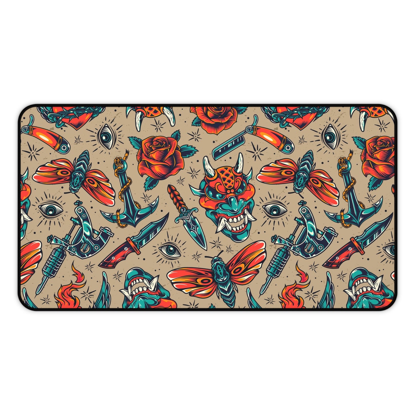 Vintage tattoos Desk Mat, Gaming keyboard mat, mousepad large, XXL extended deskpad mouse pad