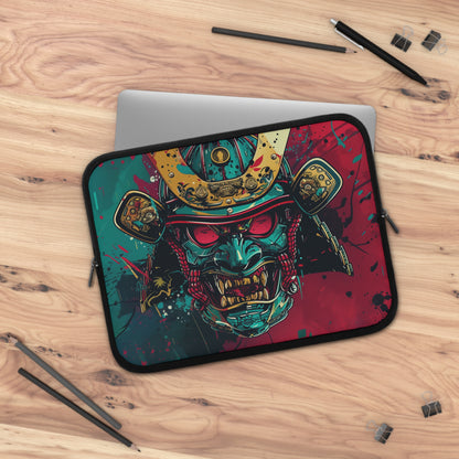 Anime samurai mask Laptop sleeve macbook or any laptop 13, 15, 17 inch with print, Laptop carrying case