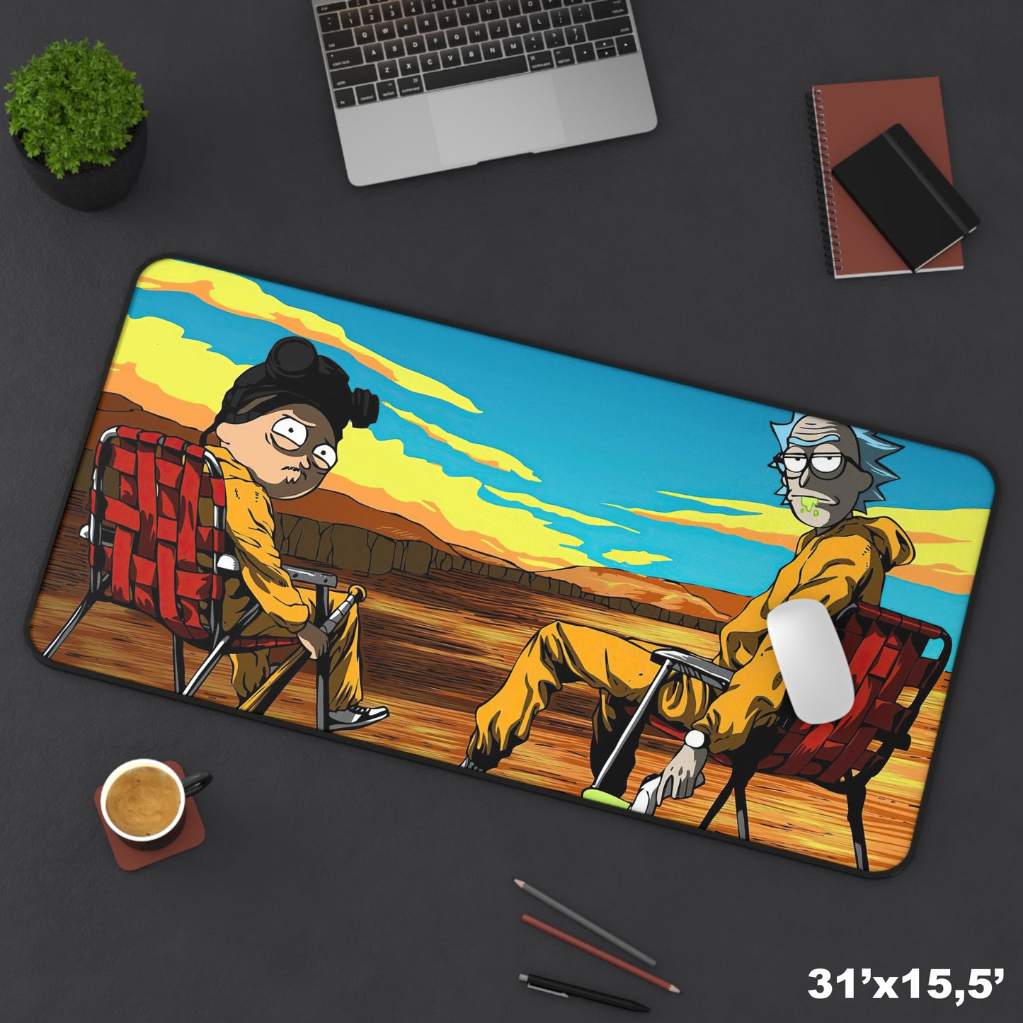 Rick and Morty Breaking Bad Desk Mat, Gaming keyboard matt, mousepad large, XXL extended deskpad mouse pad - Bold Print