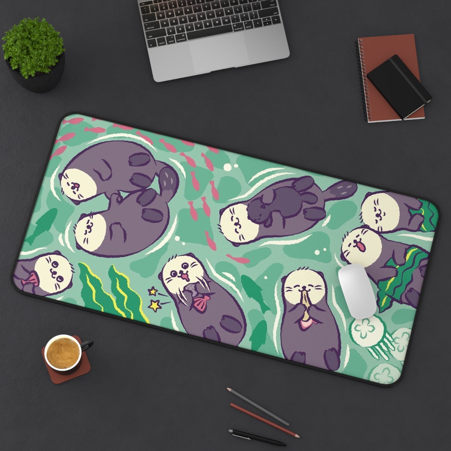 Cute otters Gaming Desk Mat