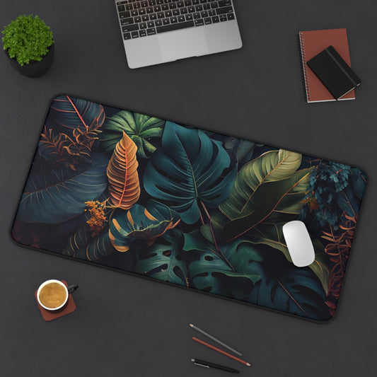 Jungle leaves Desk Mat, Gaming keyboard matt, mousepad large, XXL extended deskpad mouse pad - Bold Print