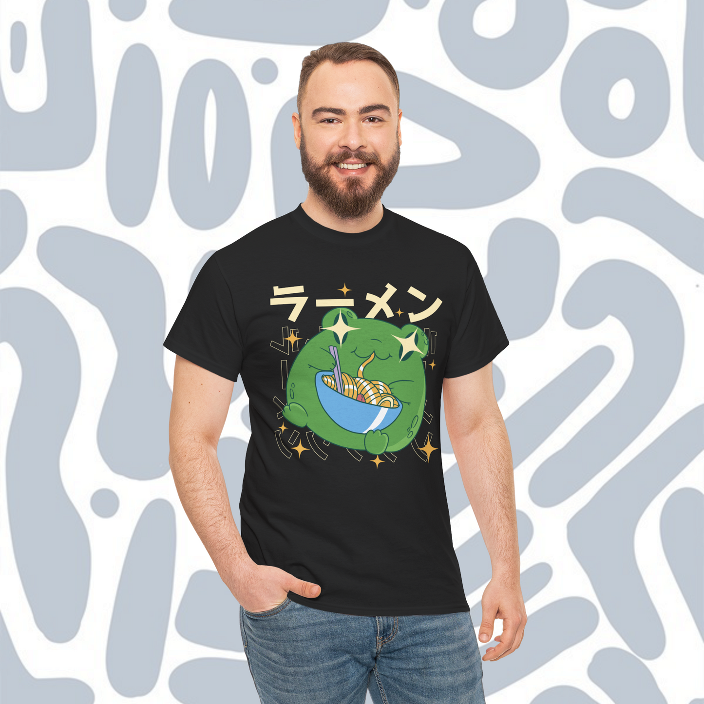 T-shirt Kawaii frog eating ramen