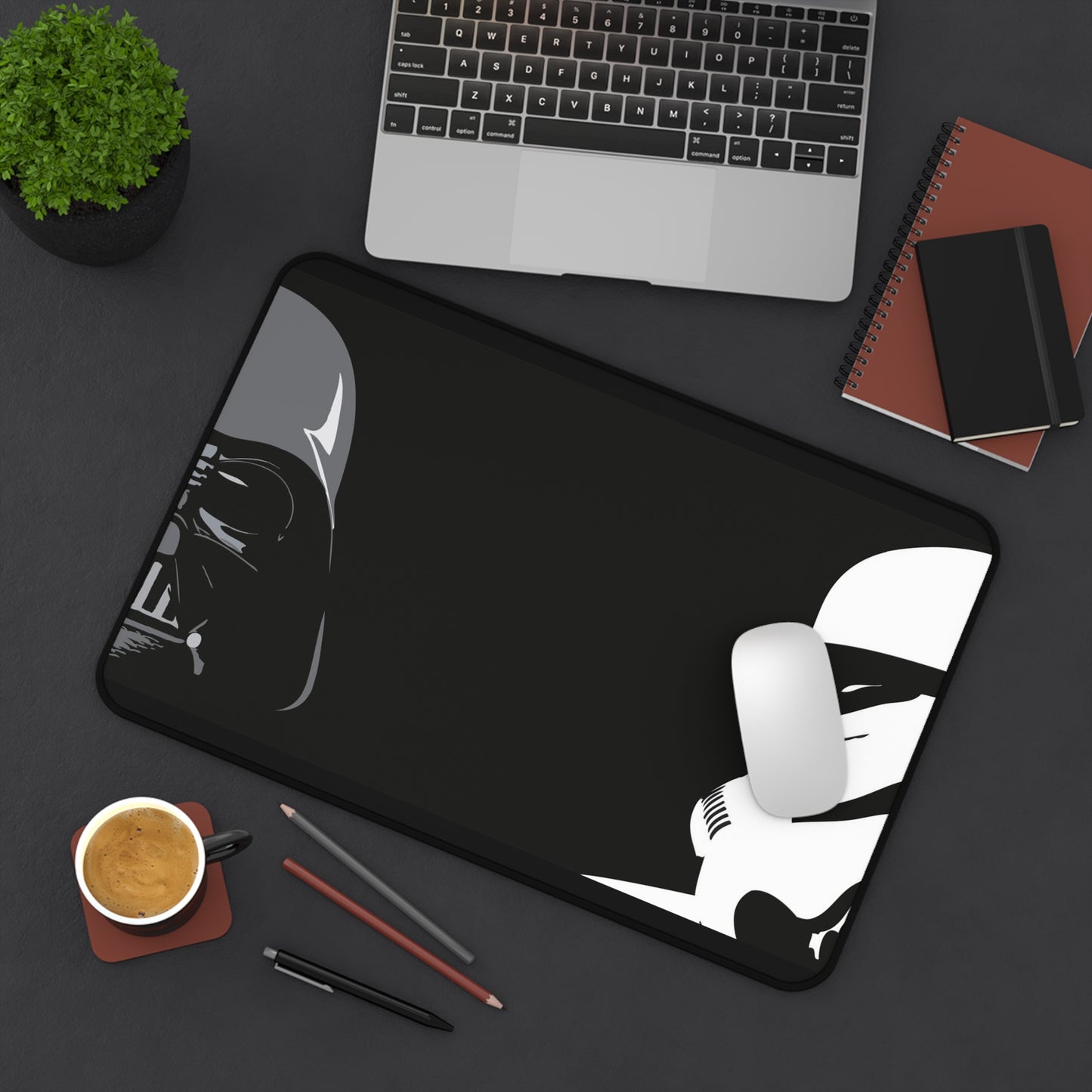 Darth Vader and Stormtrooper half face Desk Mat, gaming mouse mat, mousepad large, XXL deskpad mouse pad