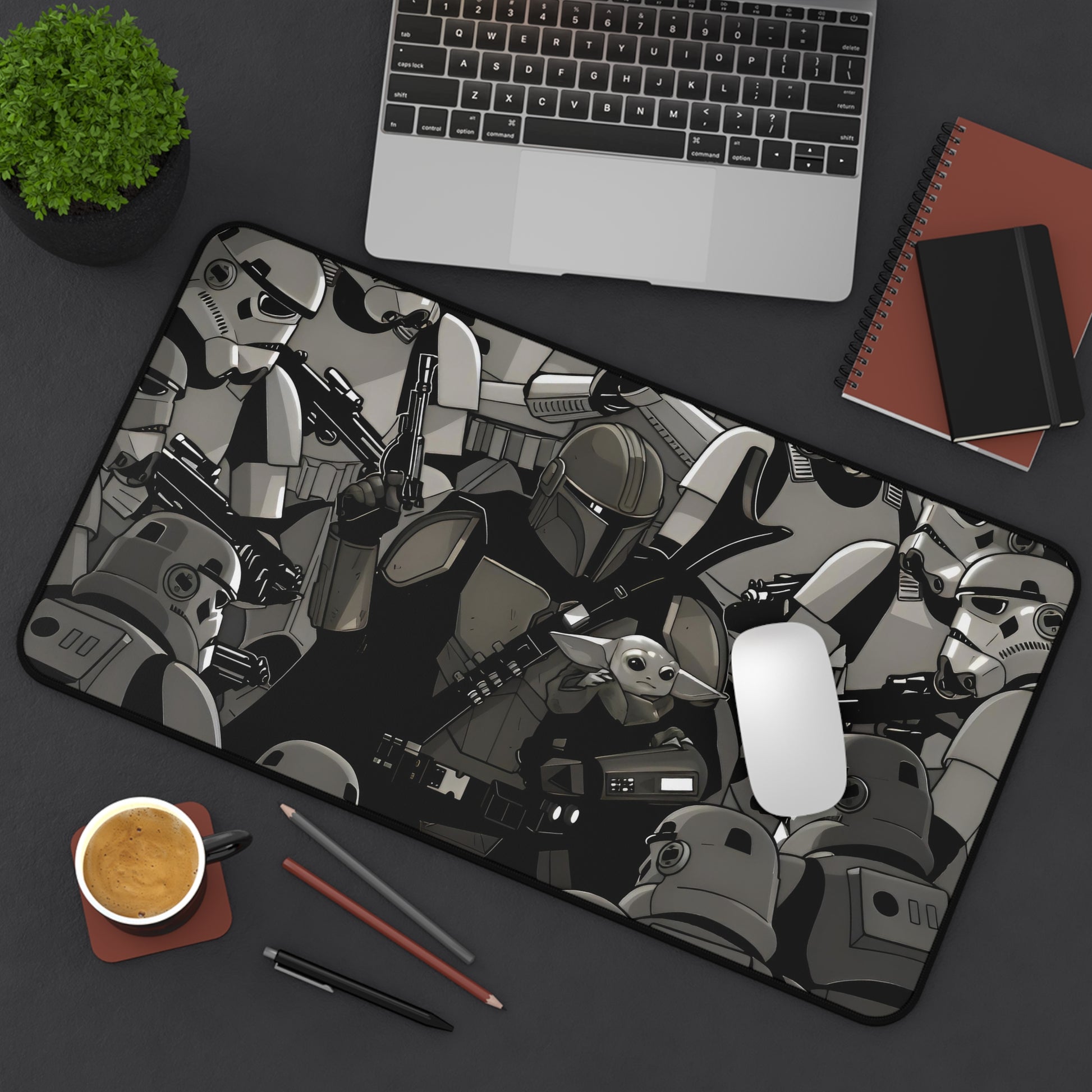 The Mandalorian and Grogu Desk Mat, Gaming keyboard matt, mousepad large, XXL extended deskpad mouse pad - Bold Print