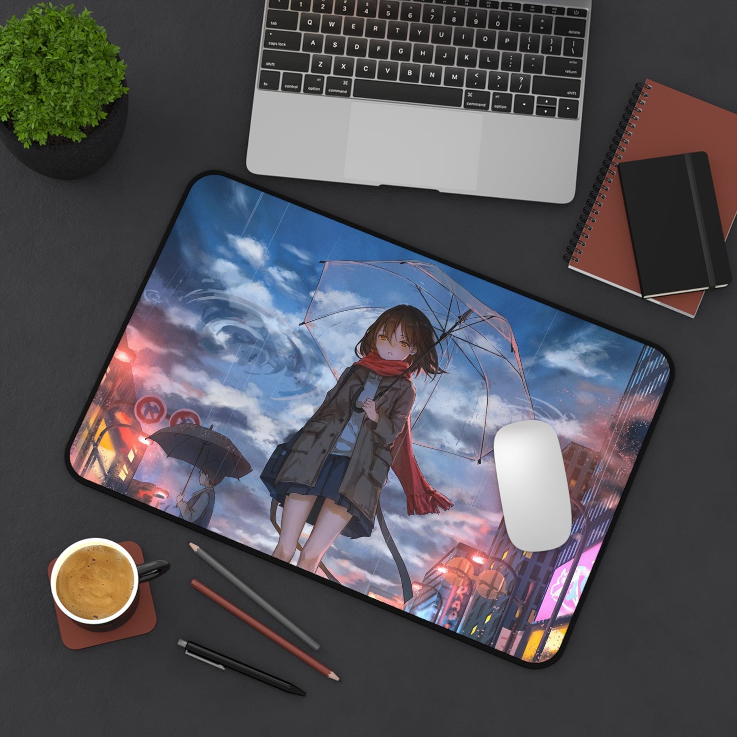 Anime girl with umbrella Desk Mat, deskmat xl, Gaming keyboard matt, mousepad large, XXL extended deskpad mouse pad, large gaming mousepad - Bolt Print