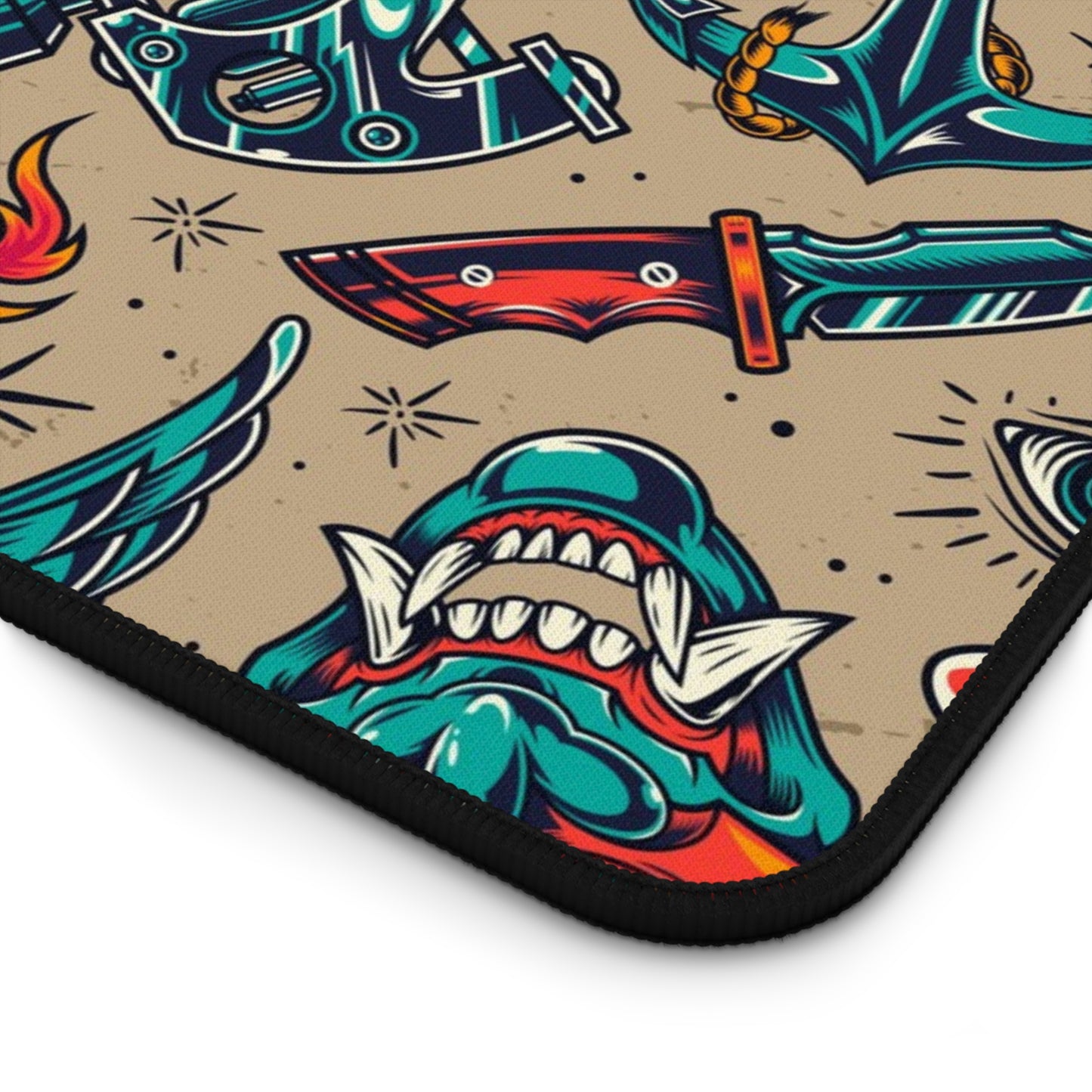 Vintage tattoos Desk Mat, Gaming keyboard mat, mousepad large, XXL extended deskpad mouse pad