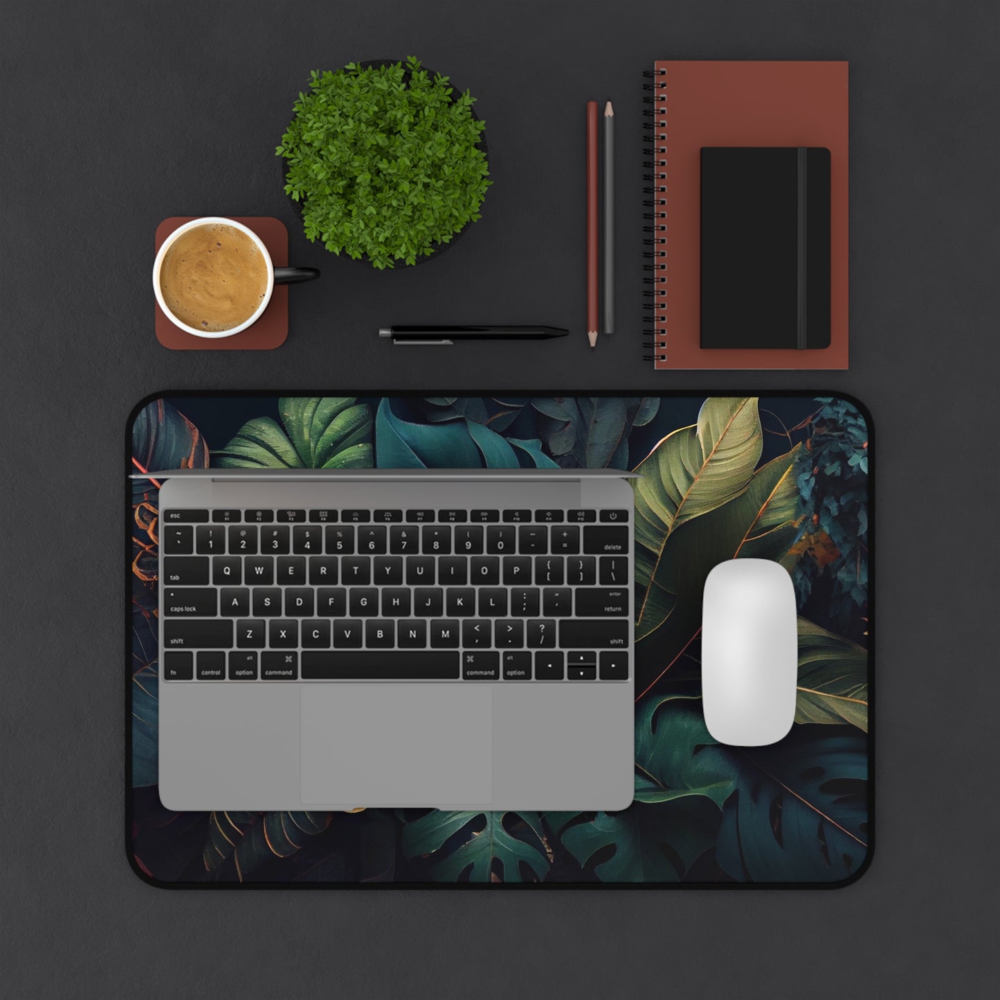 Jungle leaves Desk Mat, Gaming keyboard matt, mousepad large, XXL extended deskpad mouse pad - Bold Print