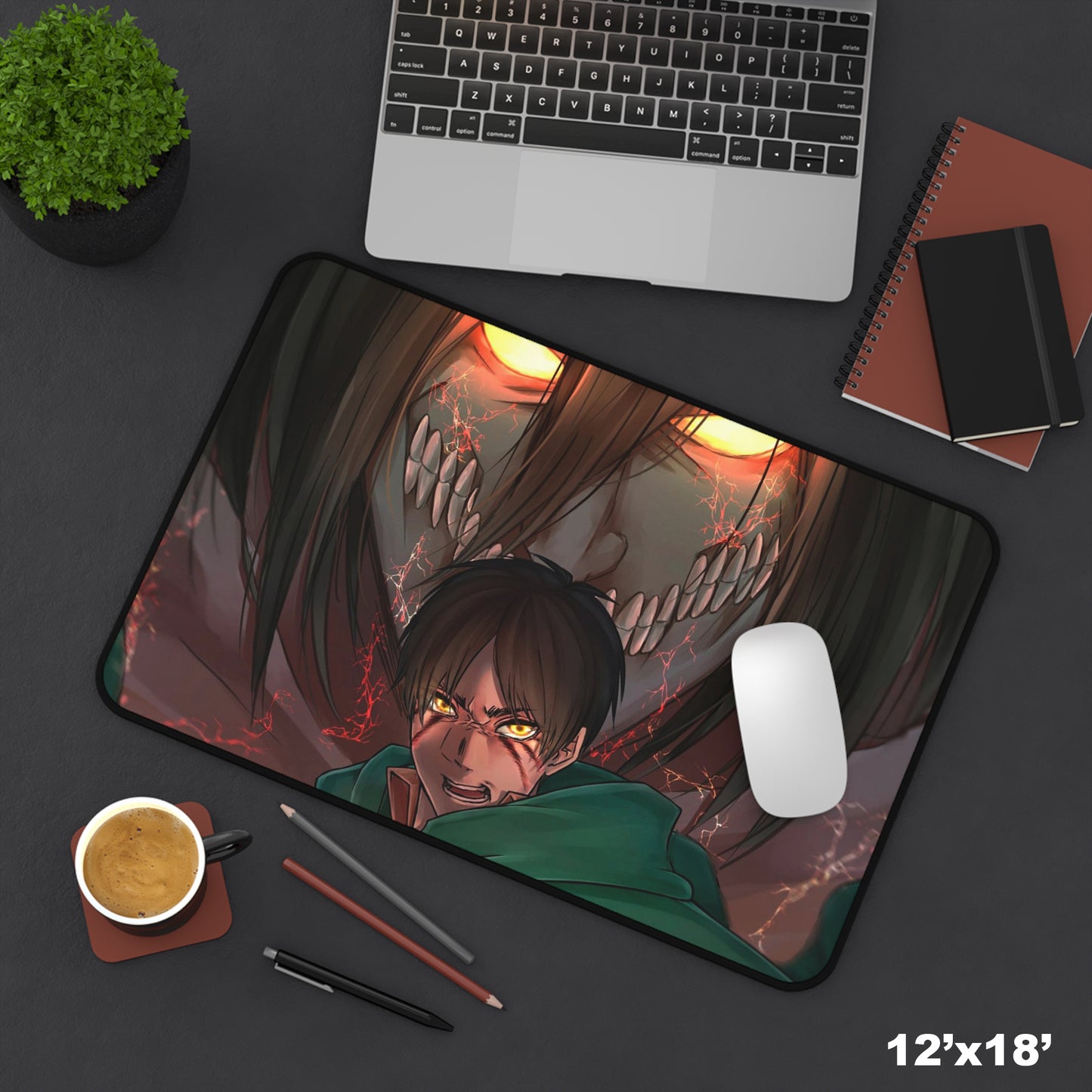 Attack of the Titans Desk Mat, deskmat xl, Gaming keyboard matt, mousepad large, XXL extended deskpad mouse pad, large gaming mousepad - Bolt Print