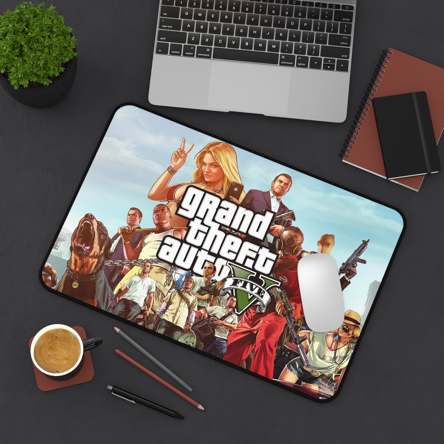 GTA 5 Heroes Desk Mat, Gaming keyboard matt, mousepad large, XXL extended deskpad mouse pad - Bold Print