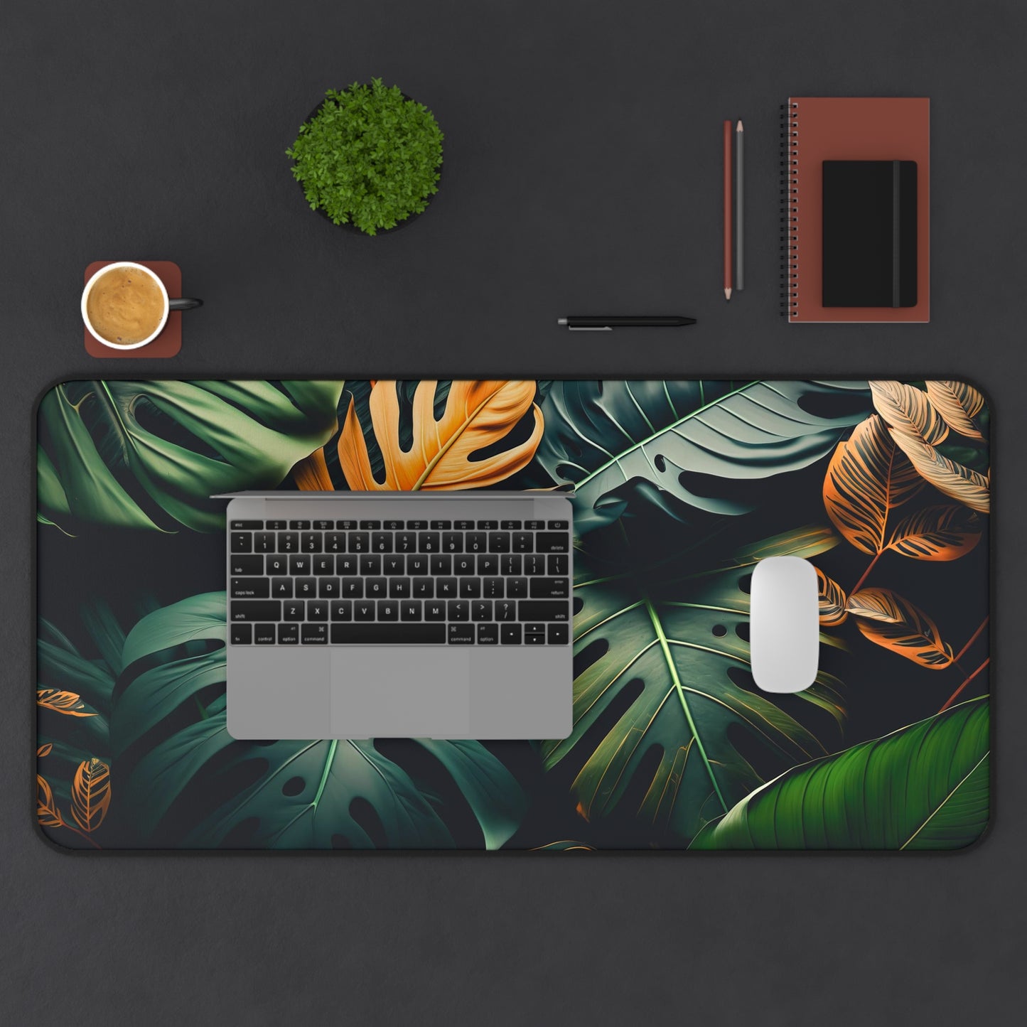 Exotic leaves Desk Mat, Gaming keyboard matt, mousepad large, XXL extended deskpad mouse pad - Bold Print