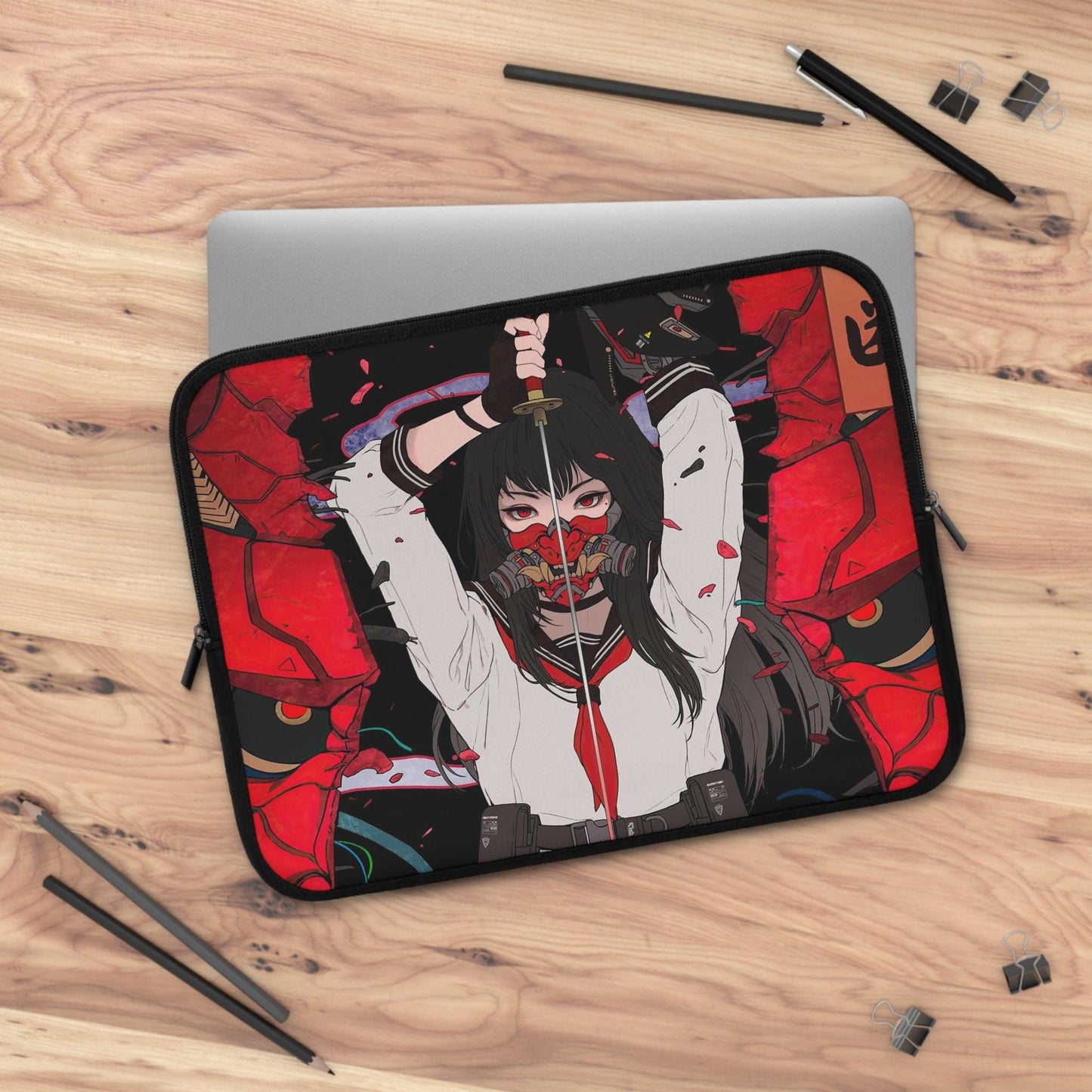 Anime Laptop sleeve with print anime girl cyber samurai - Bolt Print