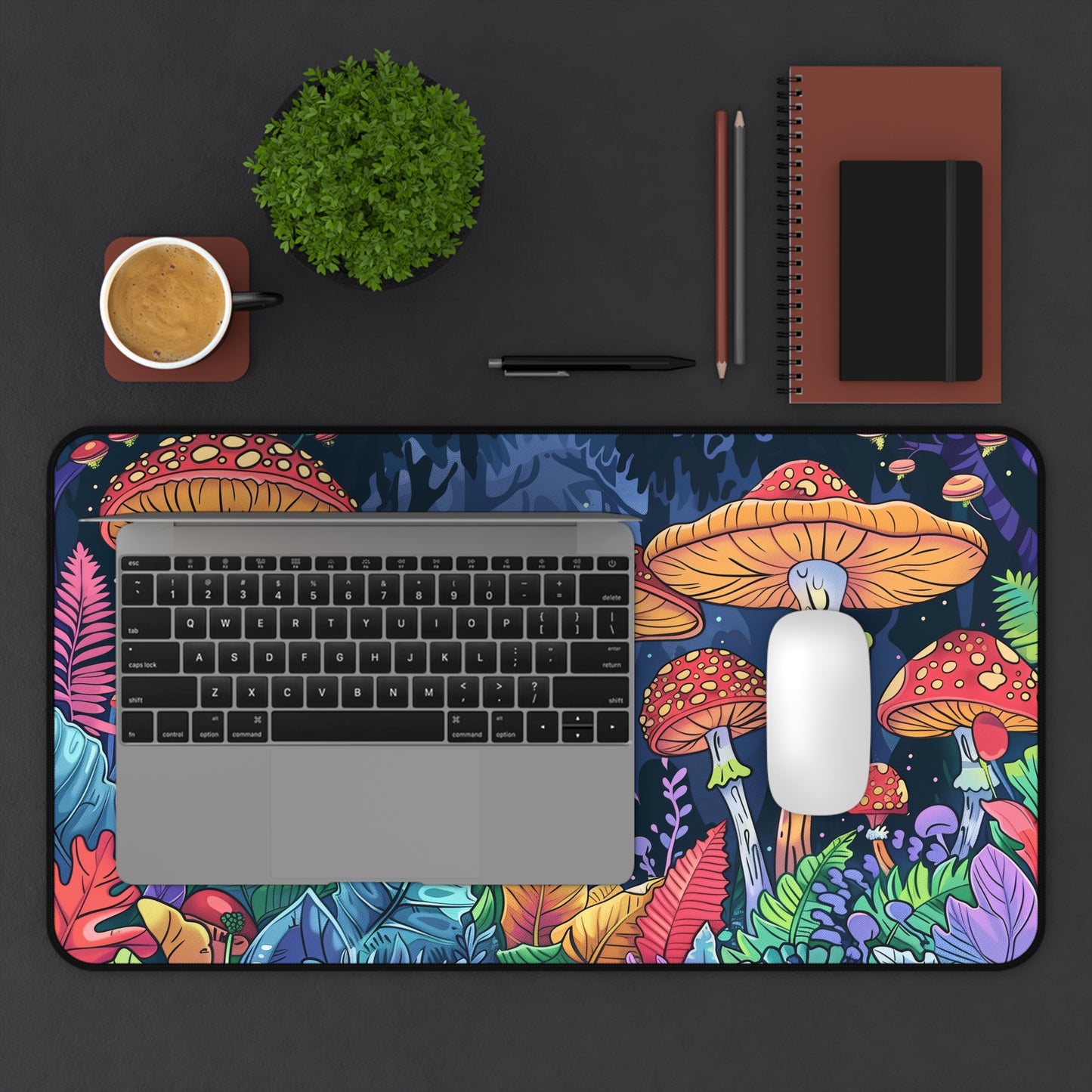 Forest mushrooms Desk Mat, Psychedelic gaming mouse mat, XXL deskpad mouse pad