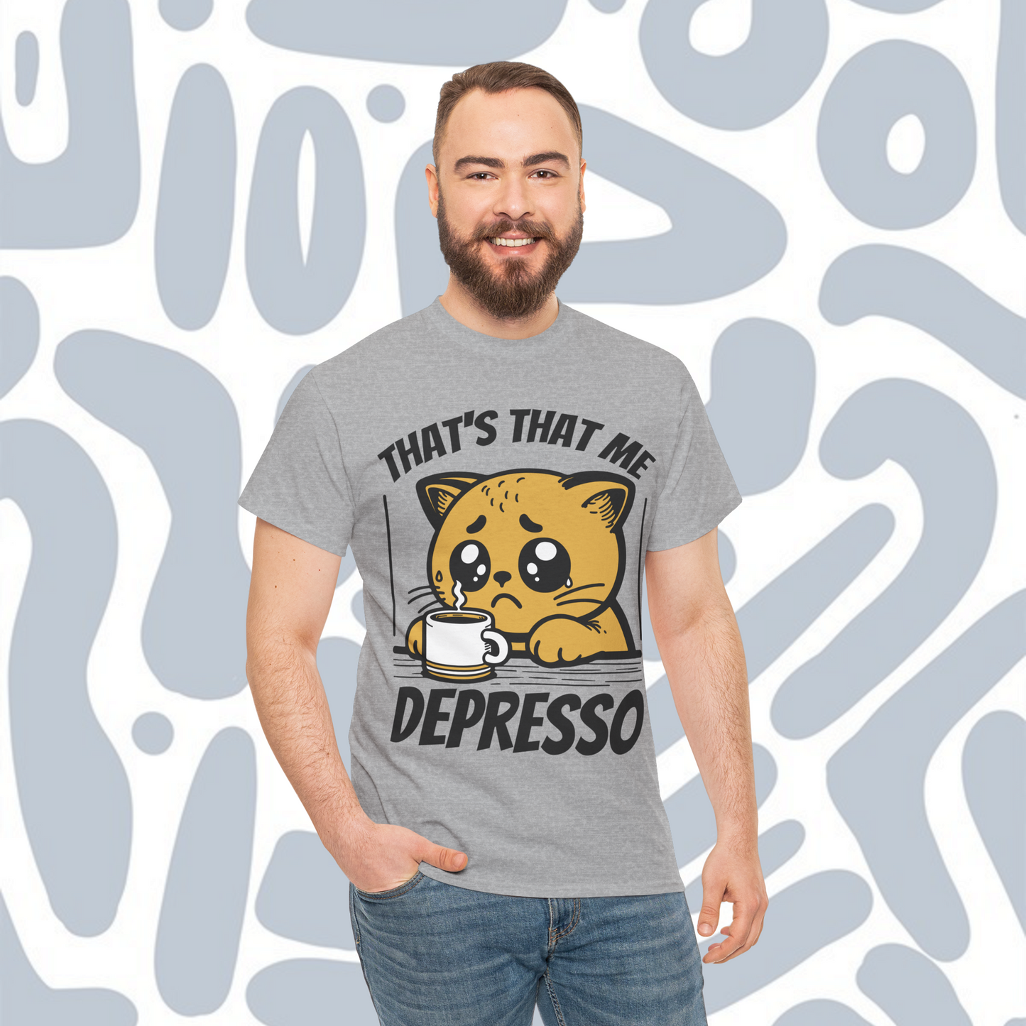 Sad cat coffee T-Shirt, Funny Unisex tee