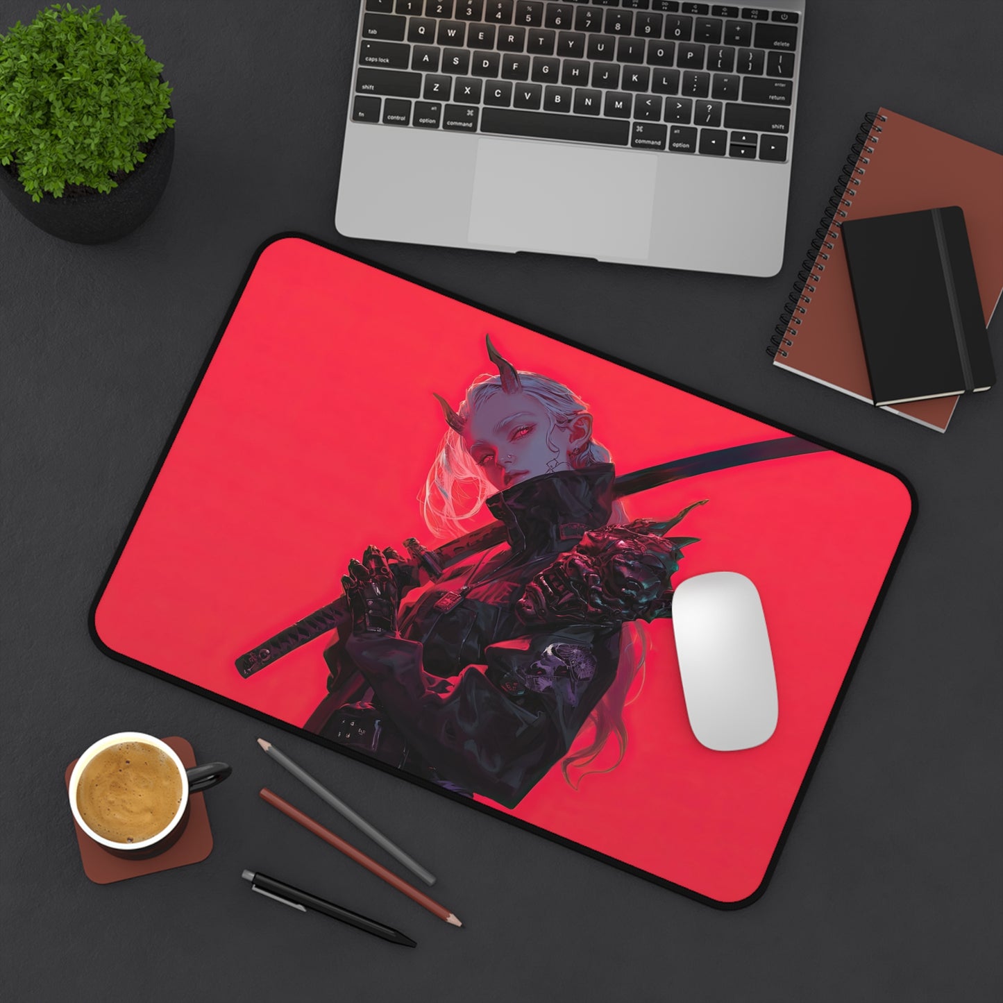Anime Girl Demon Horn Gaming Desk Mat