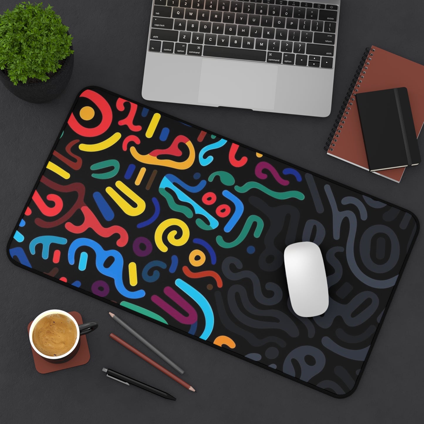 Colored lines Desk Mat, Gaming keyboard matt, mousepad large, XXL extended deskpad mouse pad