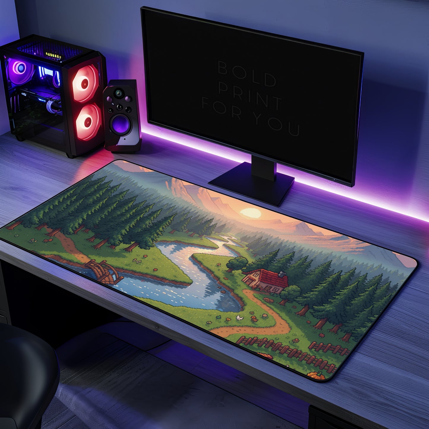 Pixel landscape (art 2) Gaming Desk Mat