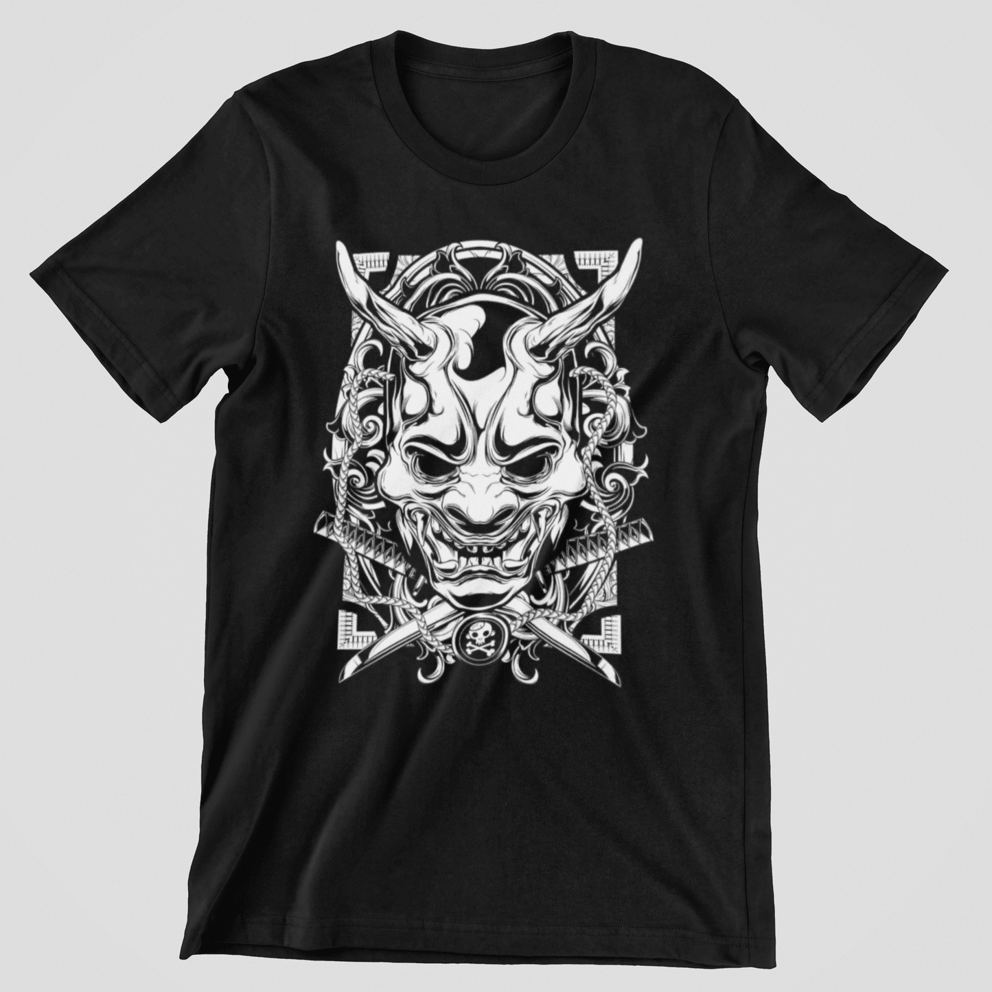 Anime white samurai mask t-shirt, manga tshirt, anime clothing - Bolt Print