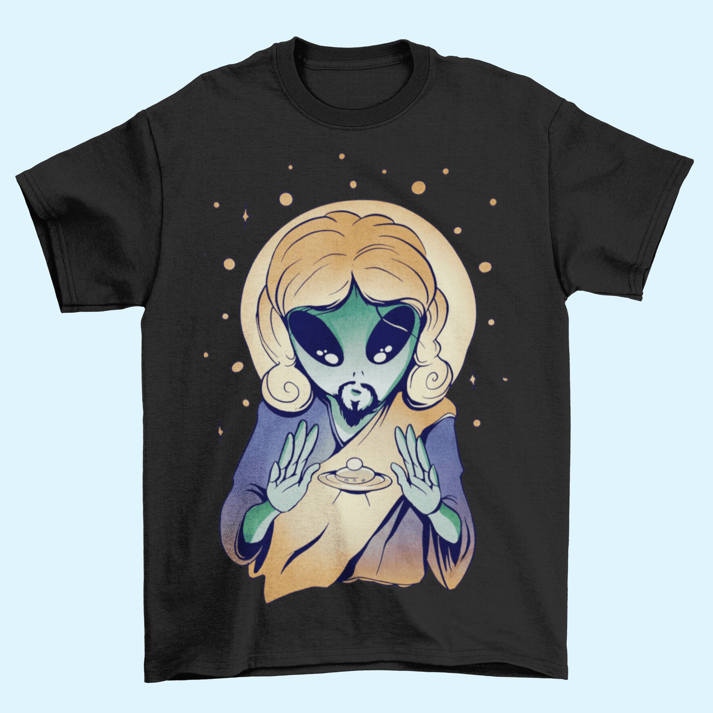 Alien jesus T-shirt, funny t-shirt, graphic shirts, unisex tshirt, printed T-shirt - Bolt Print