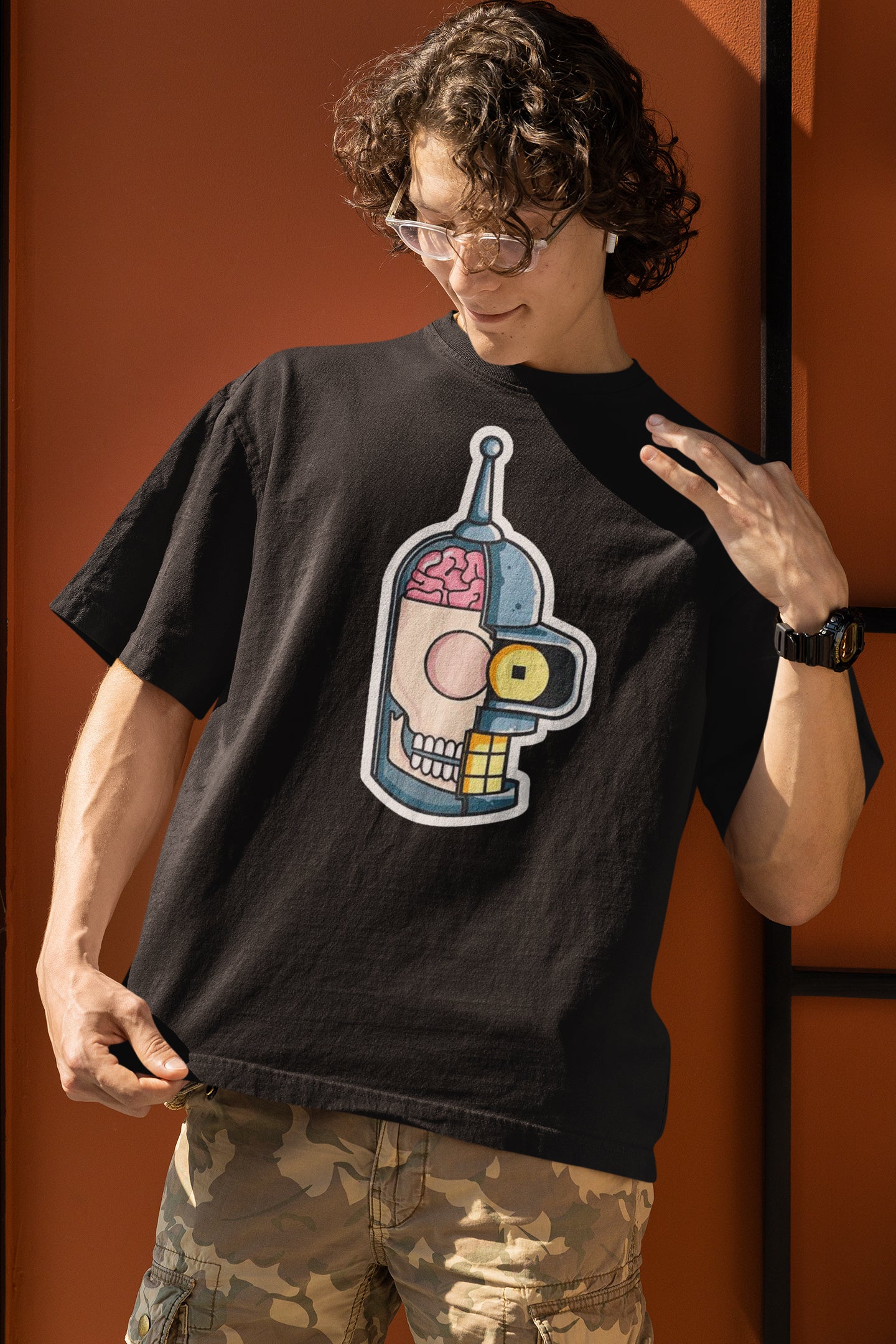 Half of bender's head T-shirt, funny t-shirt, graphic shirts, unisex tshirt, printed T-shirt - Bolt Print