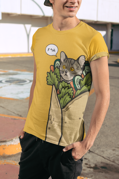 Cat kebab T-shirt, funny t-shirt, 3d graphic shirts, all over print (AOP)