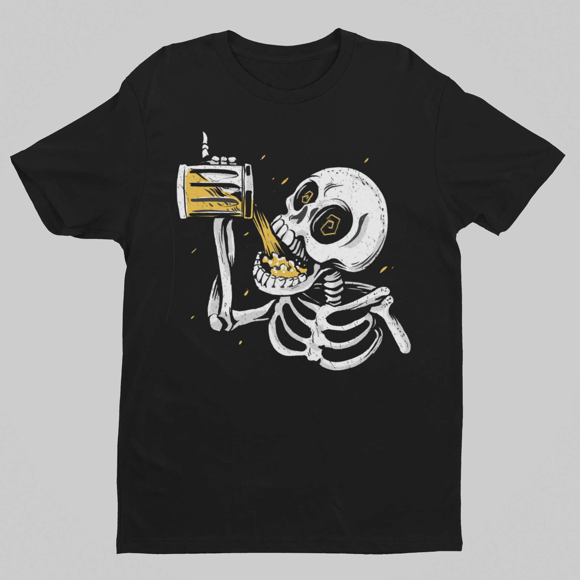 drinking skeleton T-shirt, funny t-shirt, graphic shirts, unisex tshirt, printed T-shirt - Bold Print