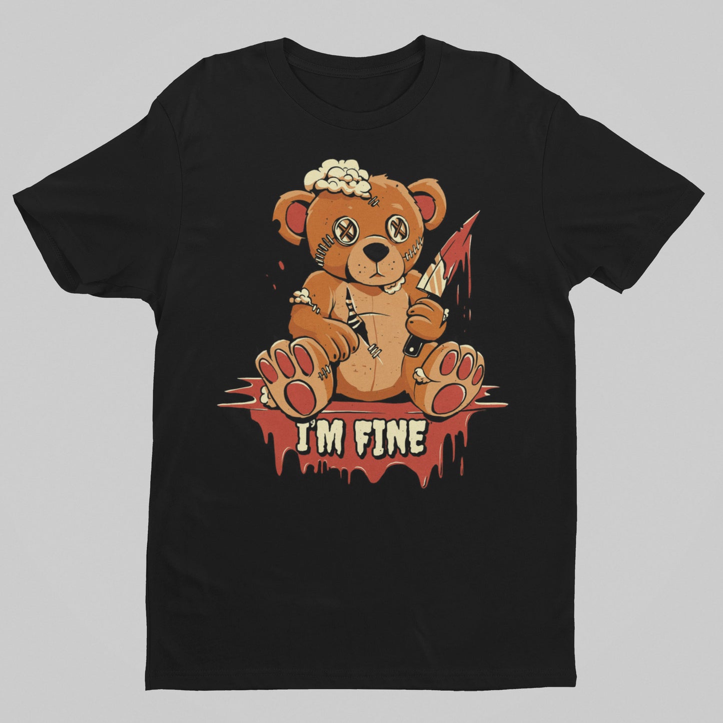 Bear I'm fine T-shirt, funny t-shirt, graphic shirts, unisex tshirt, printed T-shirt - Bold Print