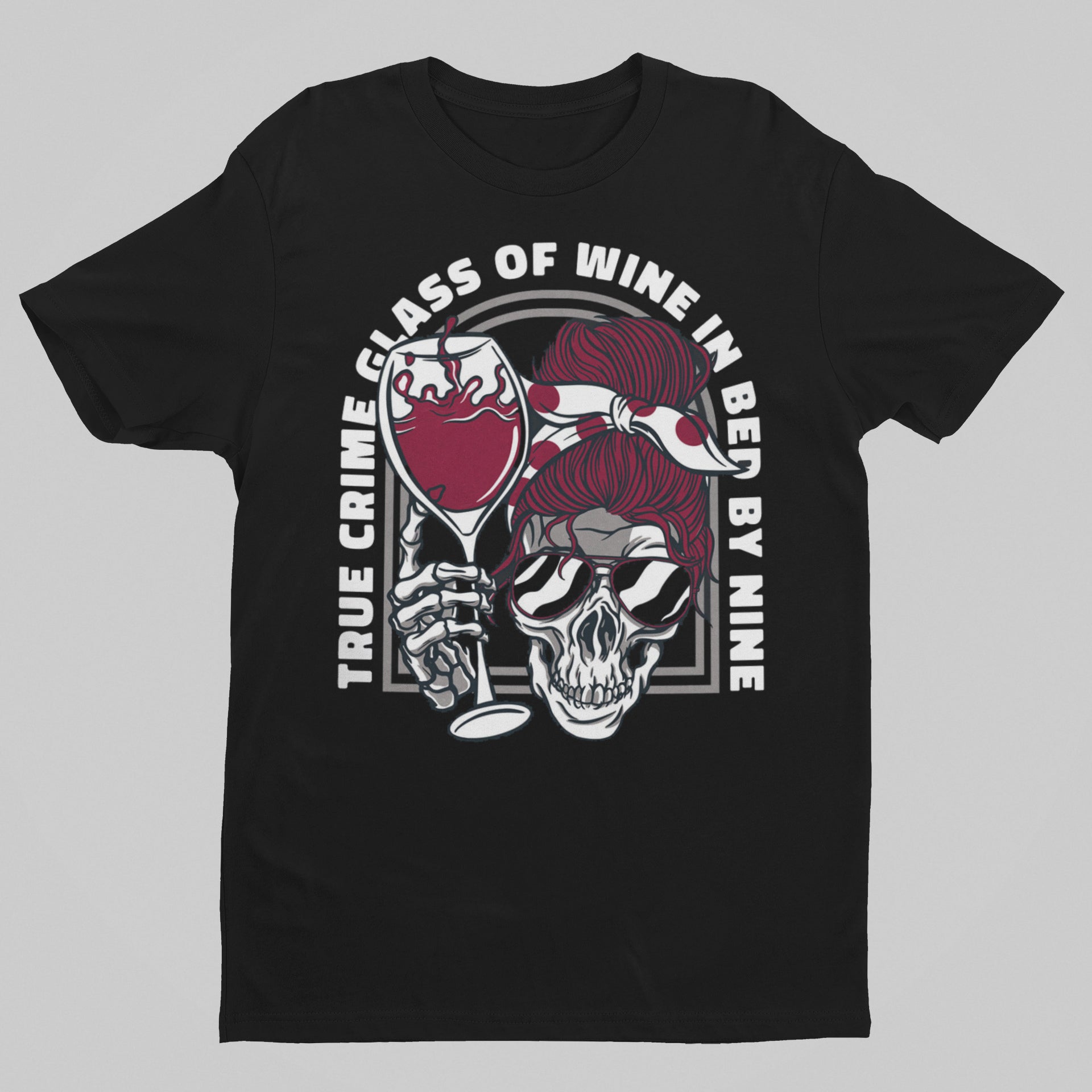 Skull with a glass of wine T-shirt, funny t-shirt, graphic shirts, unisex tshirt, printed T-shirt - Bold Print