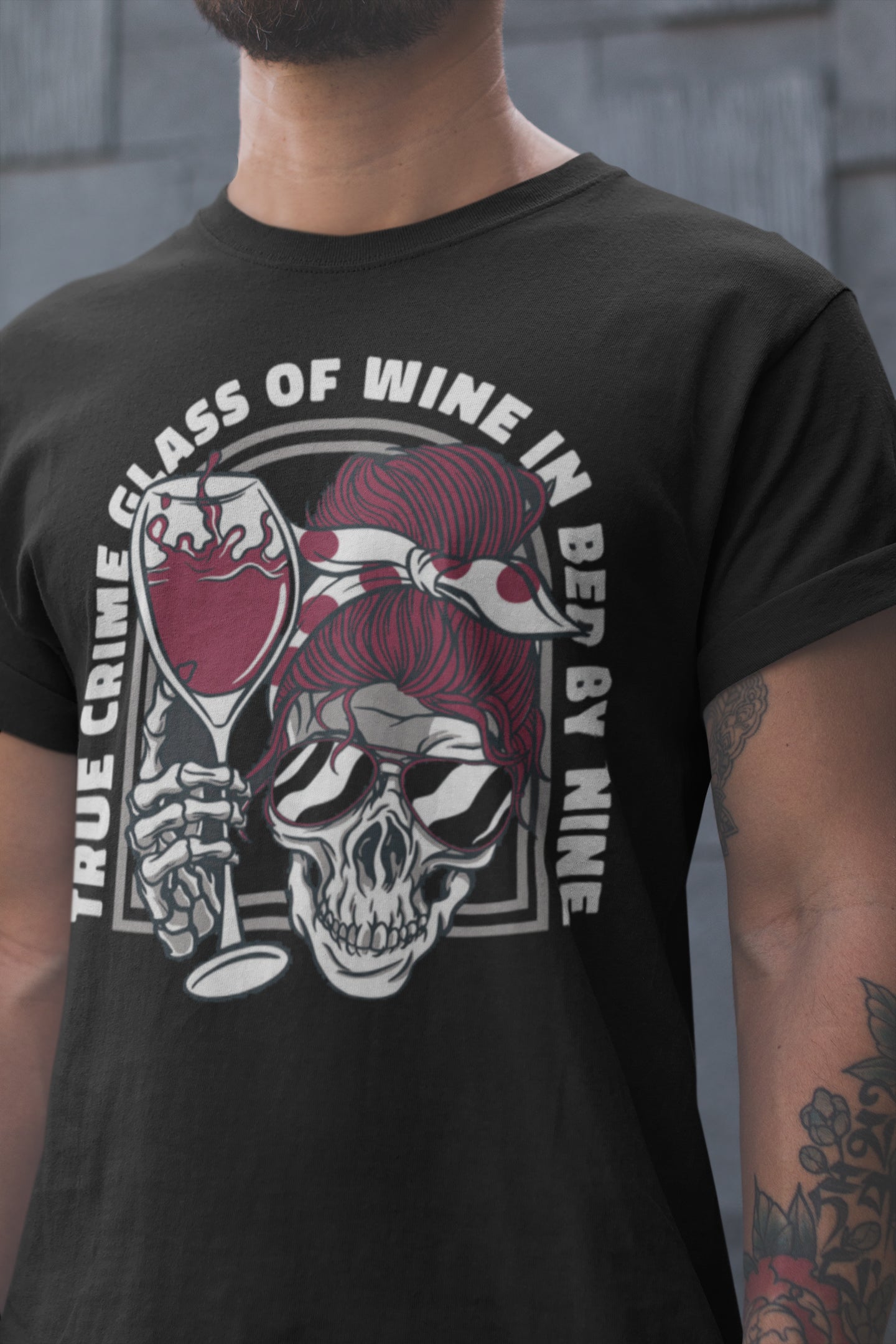 Skull with a glass of wine T-shirt, funny t-shirt, graphic shirts, unisex tshirt, printed T-shirt - Bold Print