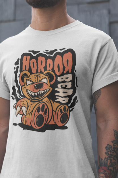 Horror bear T-shirt, funny t-shirt, graphic shirts, unisex tshirt, printed T-shirt - Bold Print