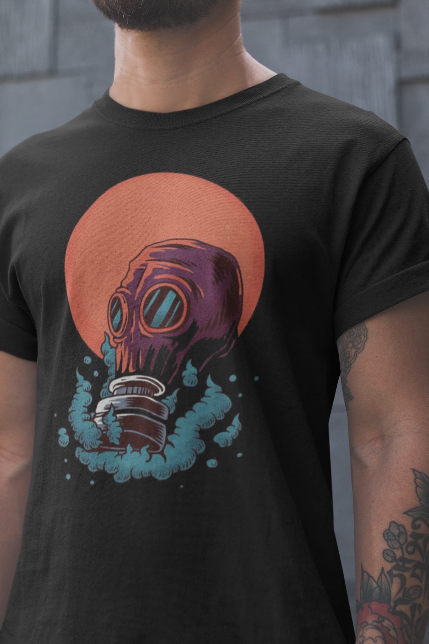 Gas mask T-shirt, funny t-shirt, graphic shirts, unisex tshirt, printed T-shirt - Bolt Print