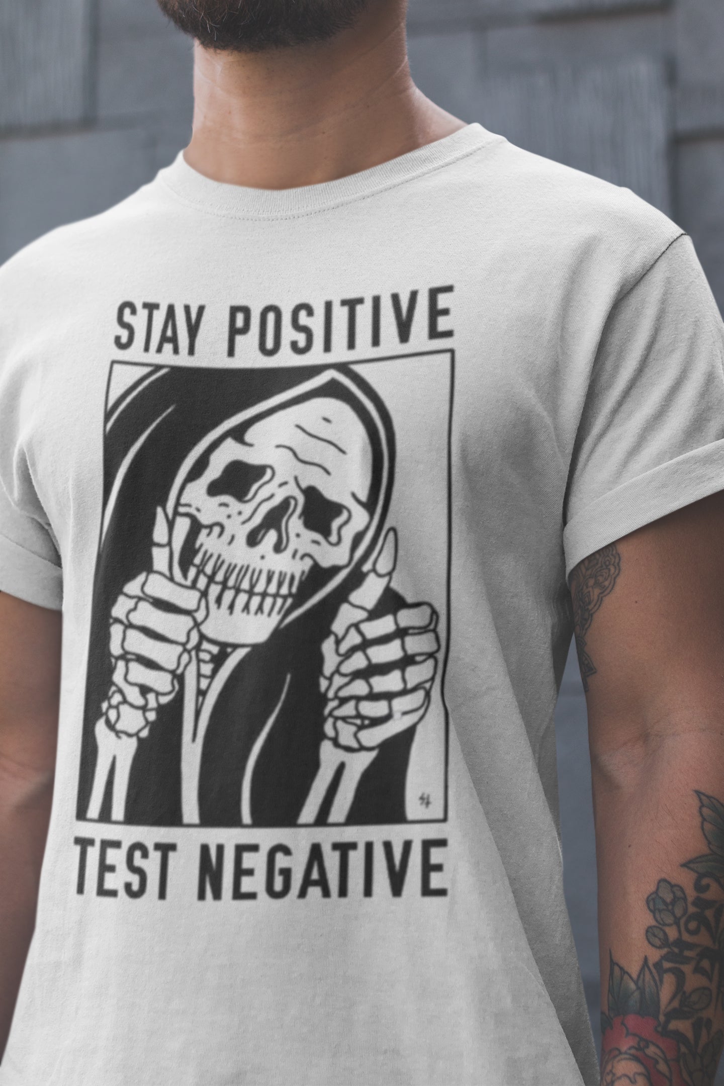 Stay positiv test negative T-shirt, funny t-shirt, graphic shirts, unisex tshirt, printed T-shirt - Bolt Print