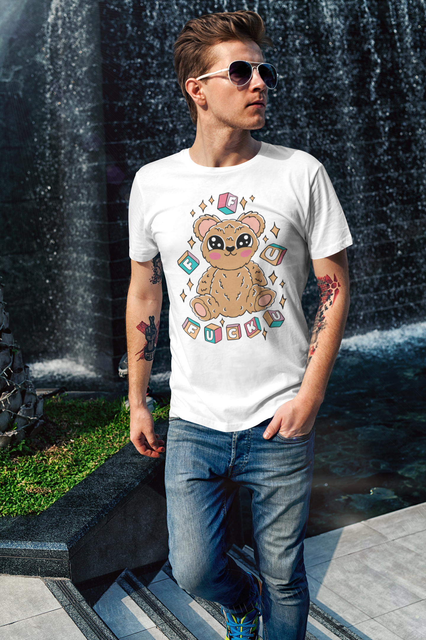 FFU bear T-shirt, funny t-shirt, graphic shirts, unisex tshirt, printed T-shirt - Bold Print