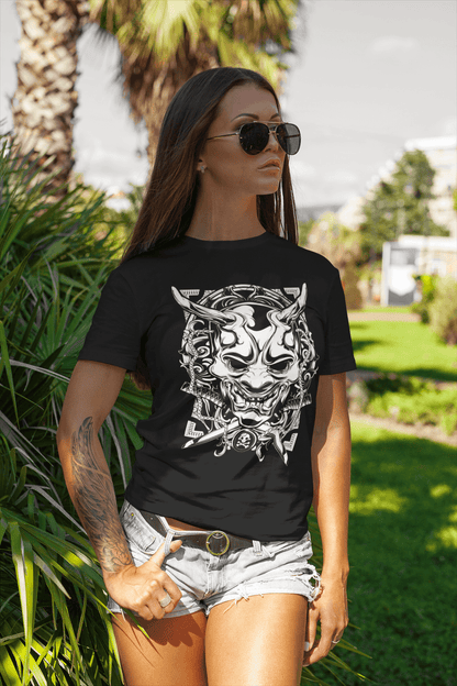 Anime white samurai mask t-shirt, manga tshirt, anime clothing - Bolt Print