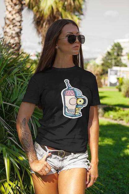 Half of bender's head T-shirt, funny t-shirt, graphic shirts, unisex tshirt, printed T-shirt - Bolt Print