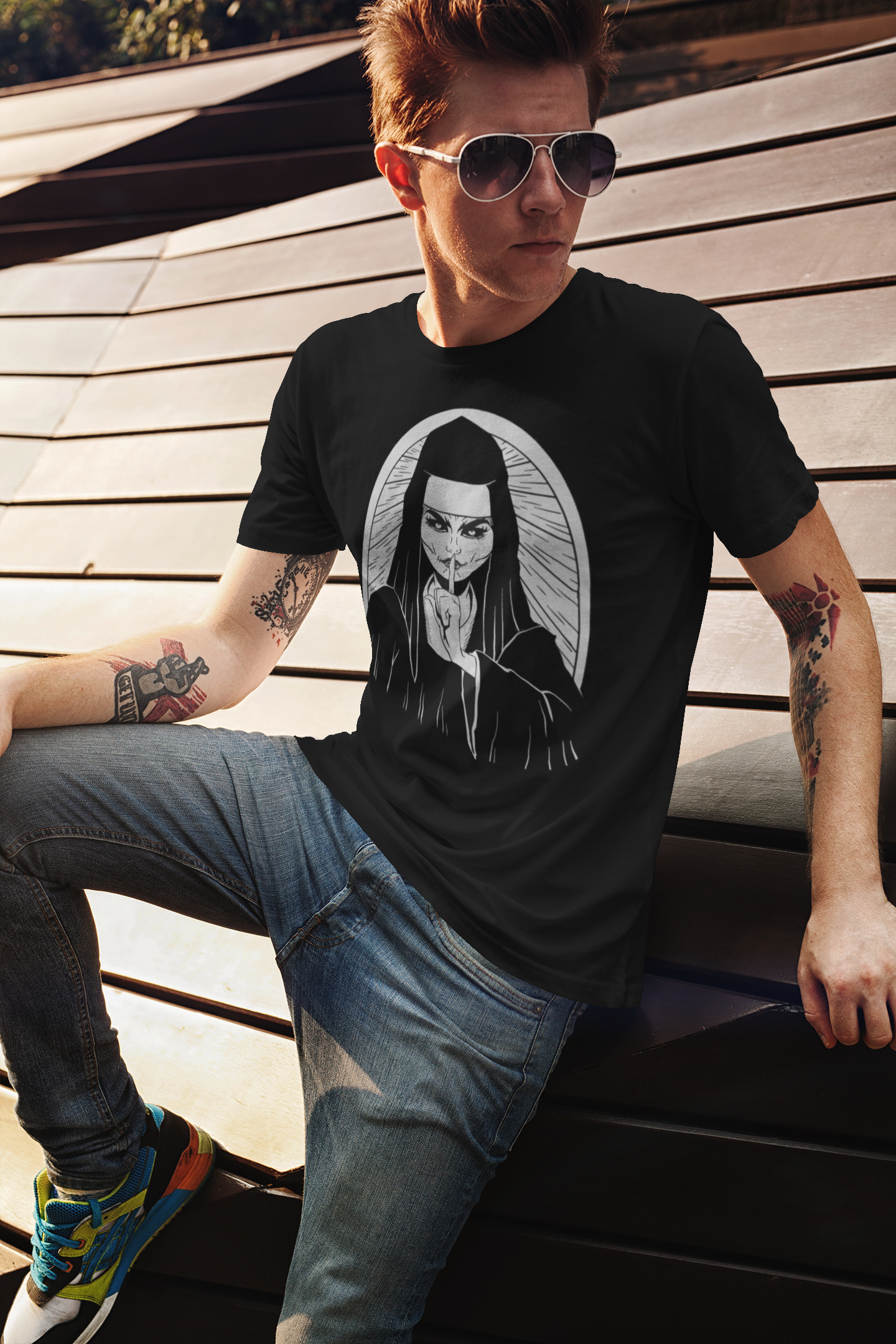 Nun T-shirt, funny t-shirt, graphic shirts, unisex tshirt, printed T-shirt - Bolt Print