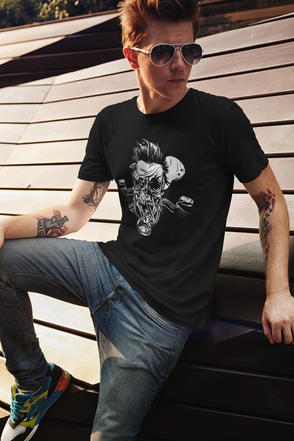 Rocker biker skeleton T-shirt, funny t-shirt, graphic shirts, unisex tshirt, printed T-shirt - Bold Print