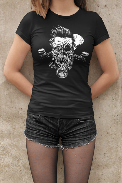 Rocker biker skeleton T-shirt, funny t-shirt, graphic shirts, unisex tshirt, printed T-shirt - Bold Print