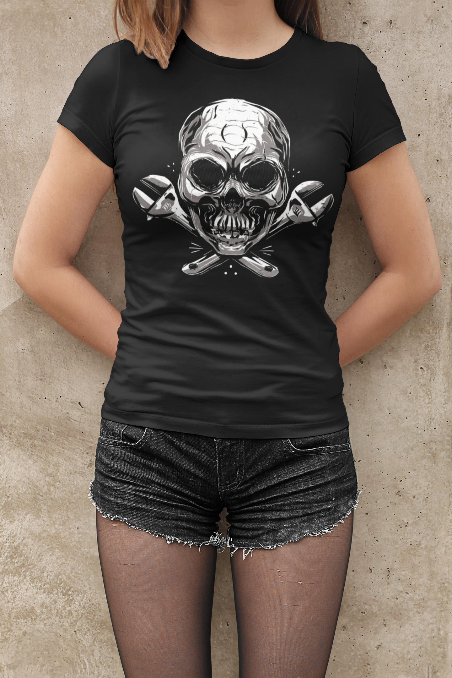 Skull with spanners T-shirt, funny t-shirt, graphic shirts, unisex tshirt, printed T-shirt - Bold Print