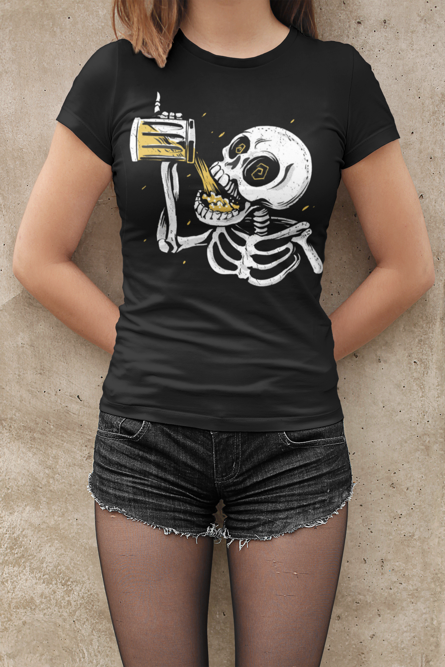 drinking skeleton T-shirt, funny t-shirt, graphic shirts, unisex tshirt, printed T-shirt - Bold Print